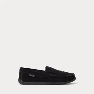 Ralph Lauren Brenan Polo Bear Suede Slipper | Black