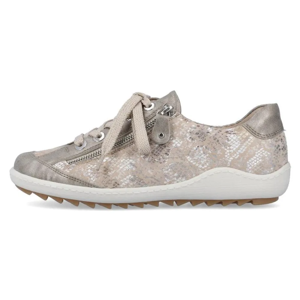 Remonte Liv 02 Beige Metallic Leather Sneaker (Women's)