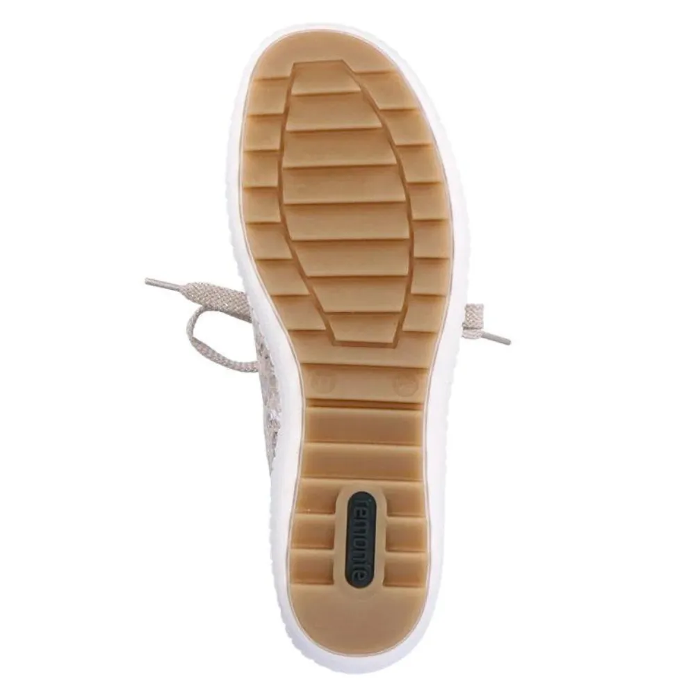 Remonte Liv 02 Beige Metallic Leather Sneaker (Women's)