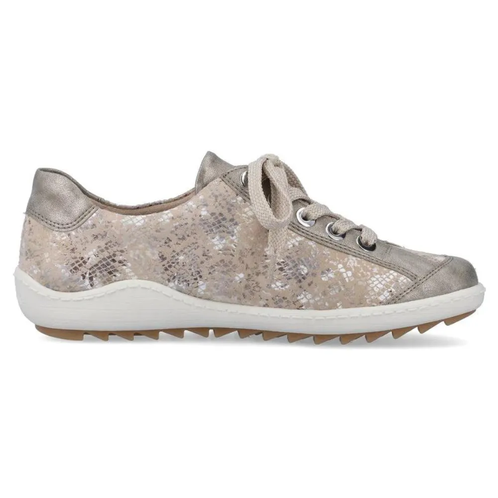 Remonte Liv 02 Beige Metallic Leather Sneaker (Women's)