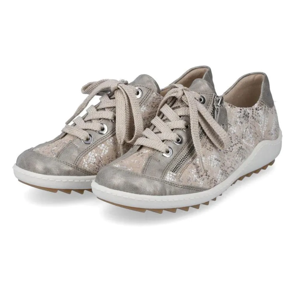 Remonte Liv 02 Beige Metallic Leather Sneaker (Women's)