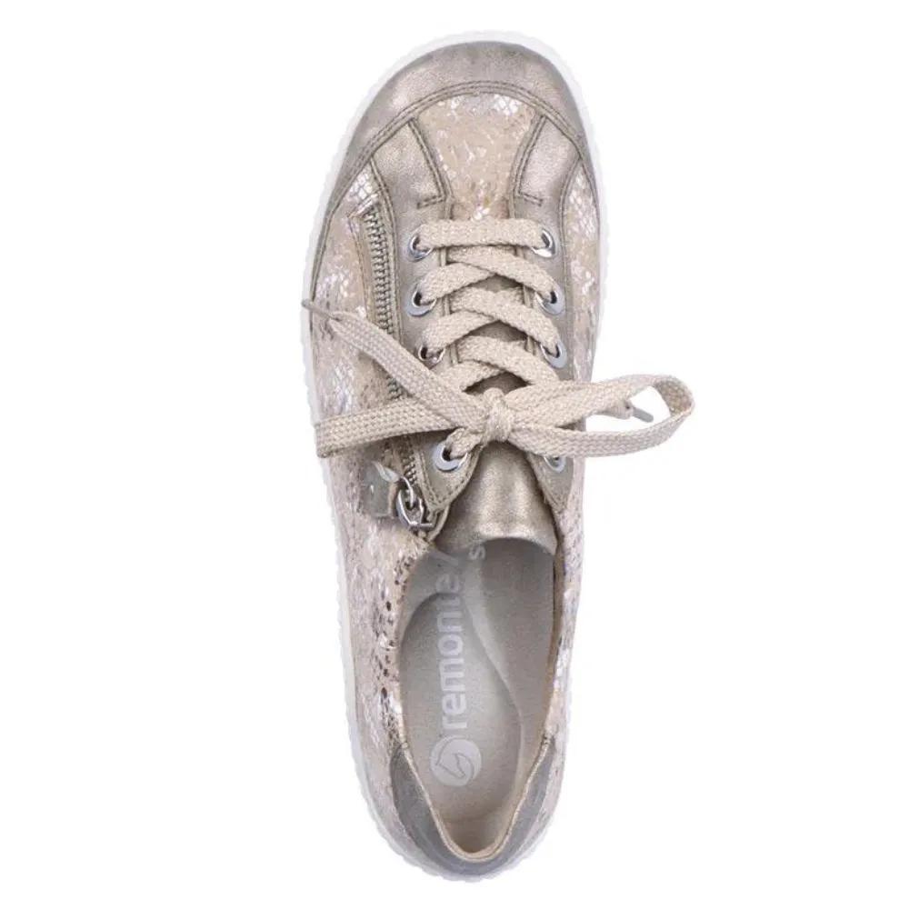 Remonte Liv 02 Beige Metallic Leather Sneaker (Women's)