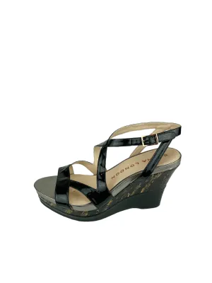 Sacha London, Patent Leather Wedge, Black, Size 8.5