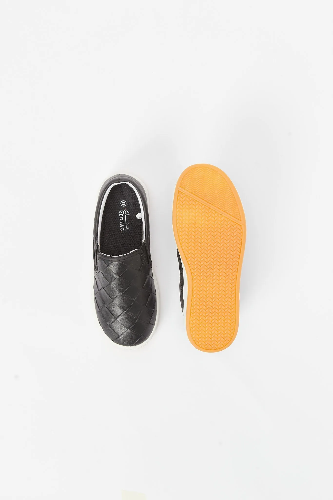 Senior Boys Black Woven Brogues