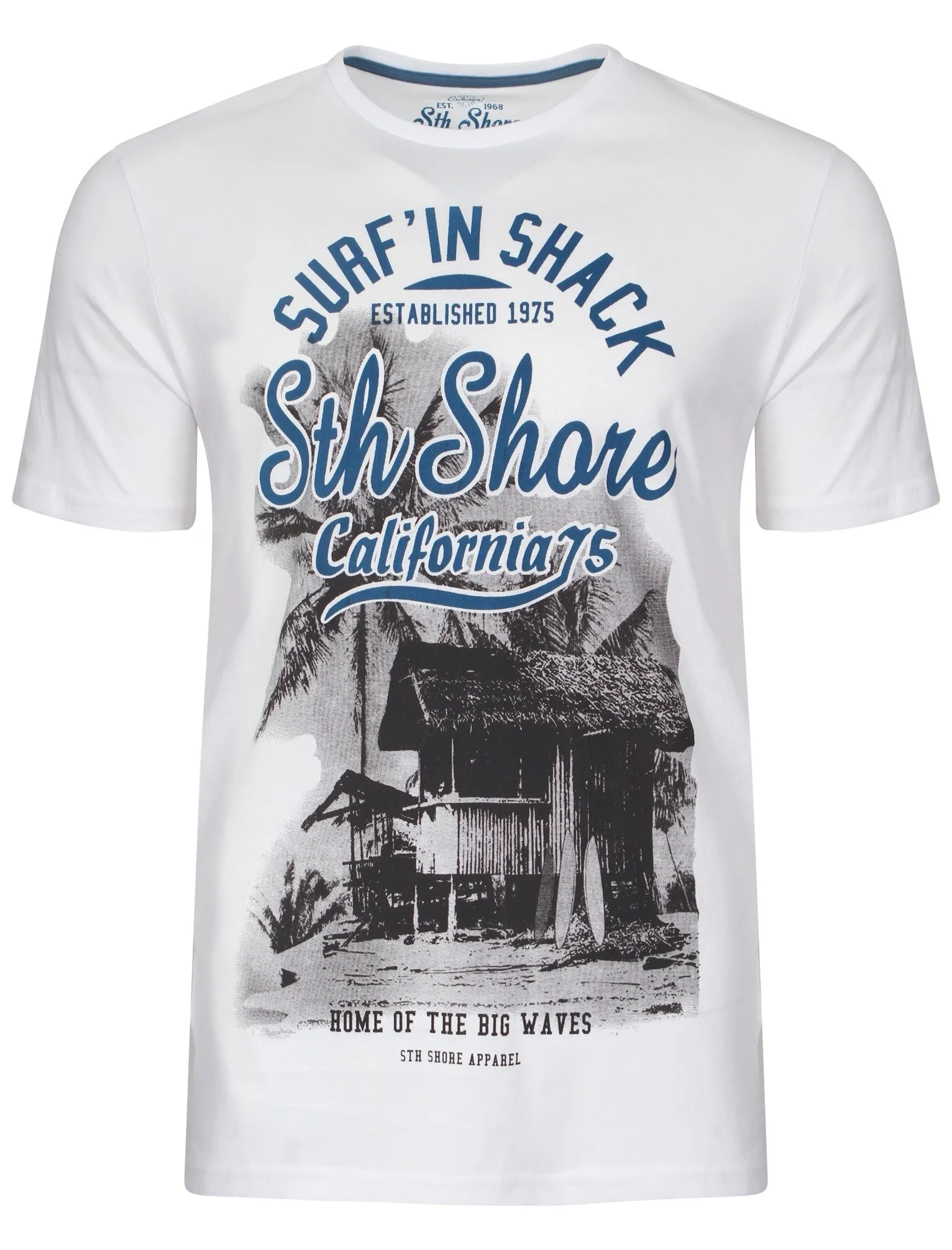 Shack Motif Cotton Crew Neck T-Shirt In Optic White - South Shore