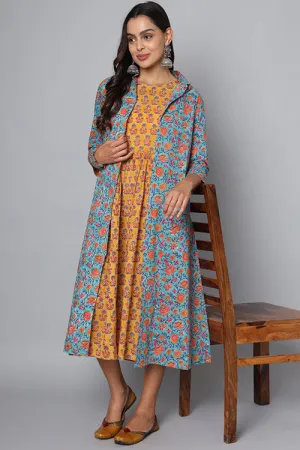 Shuddhi Sea Green And Yellow Double Dress