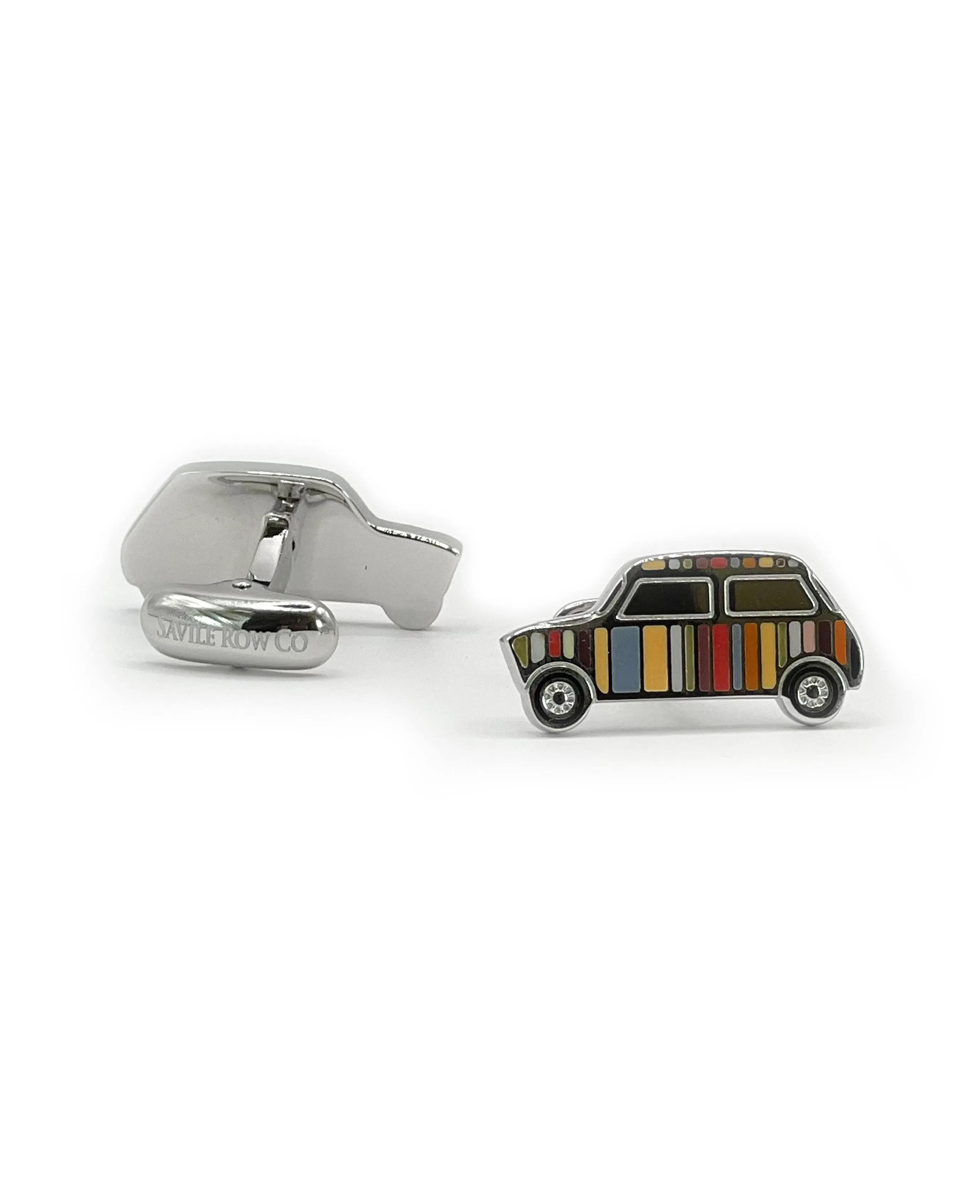 Silver Tone Rhodium Plated Car Cufflinks