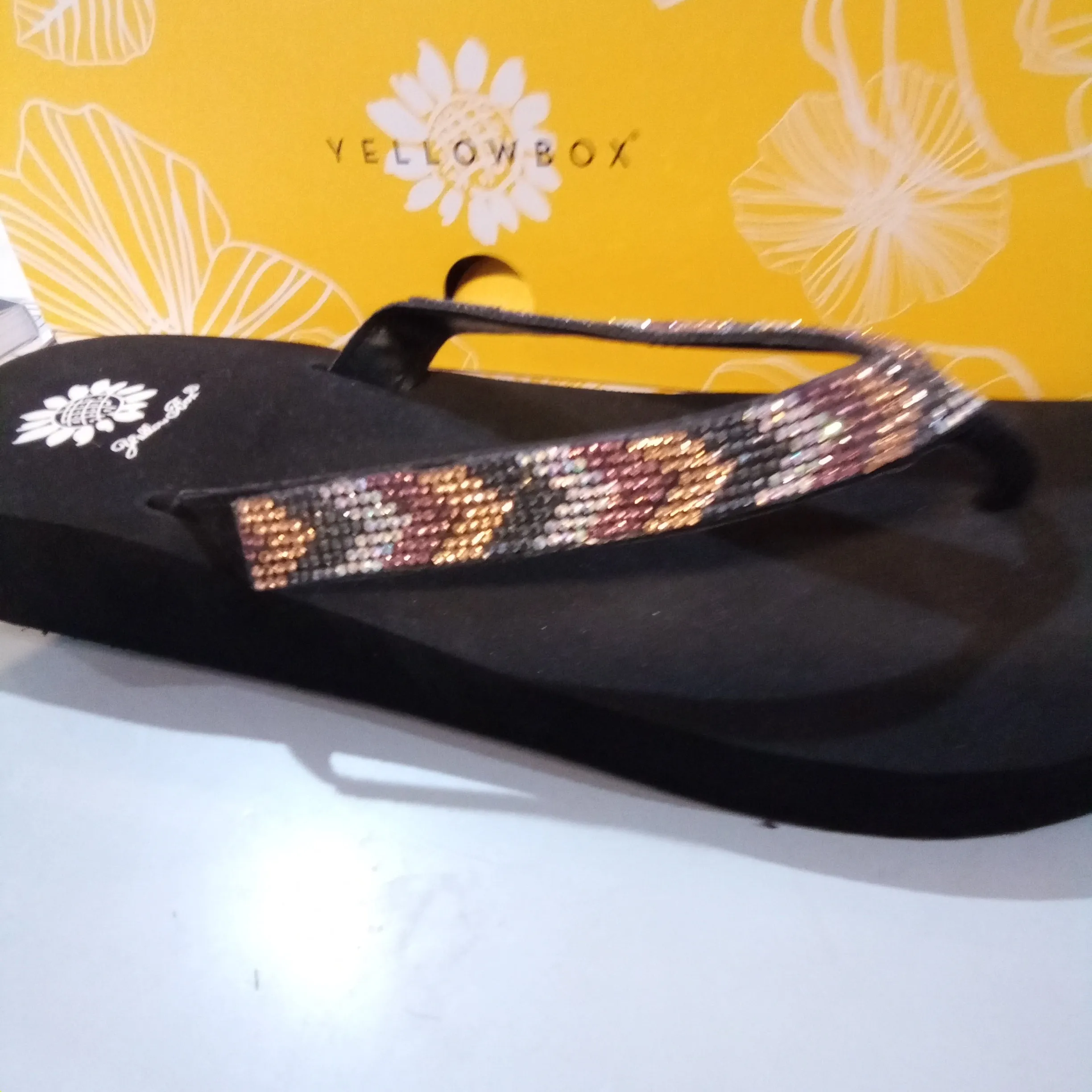 Size 11 Chevron Glitzy Flip Flops | Yellow Box Taye - Last Pair!