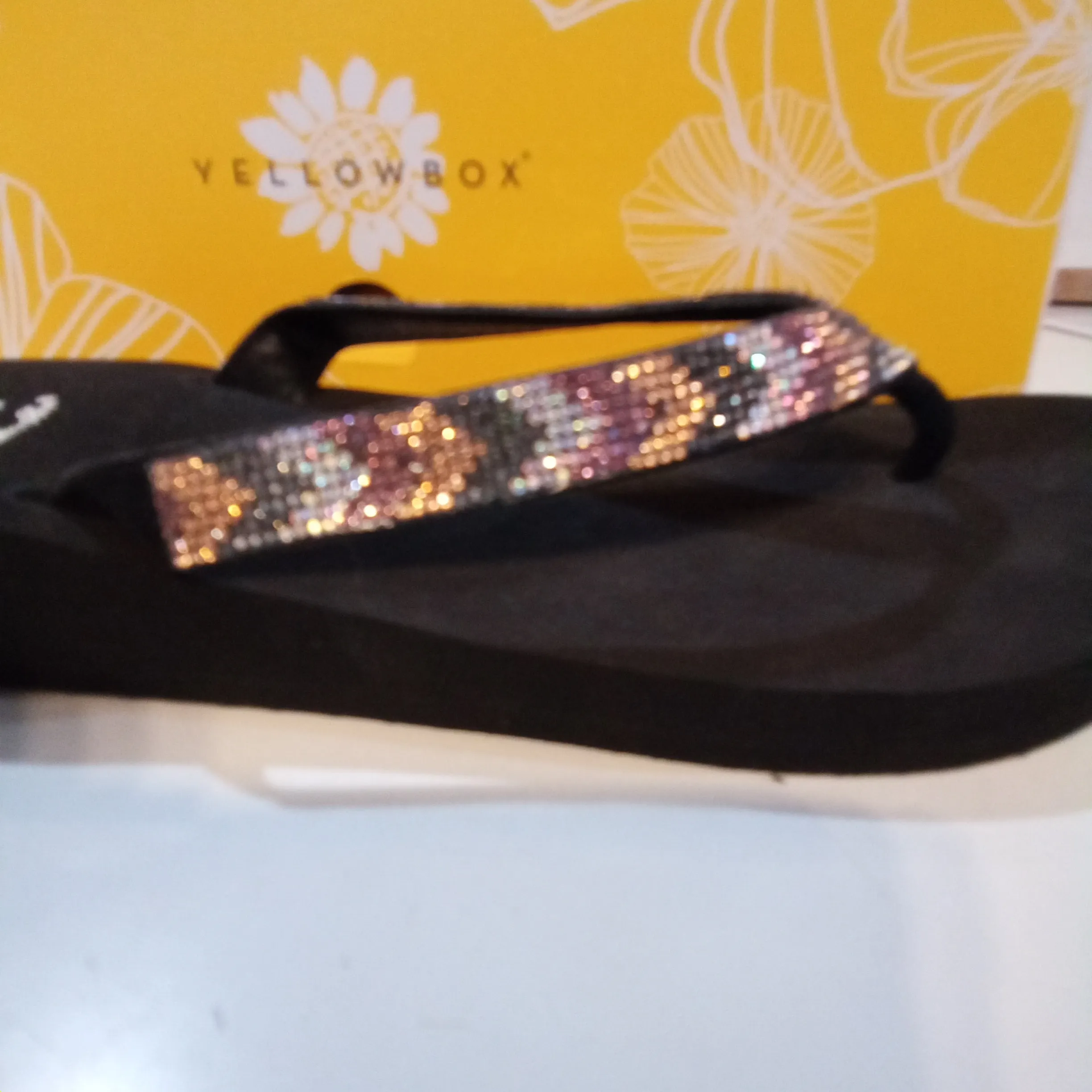 Size 11 Chevron Glitzy Flip Flops | Yellow Box Taye - Last Pair!