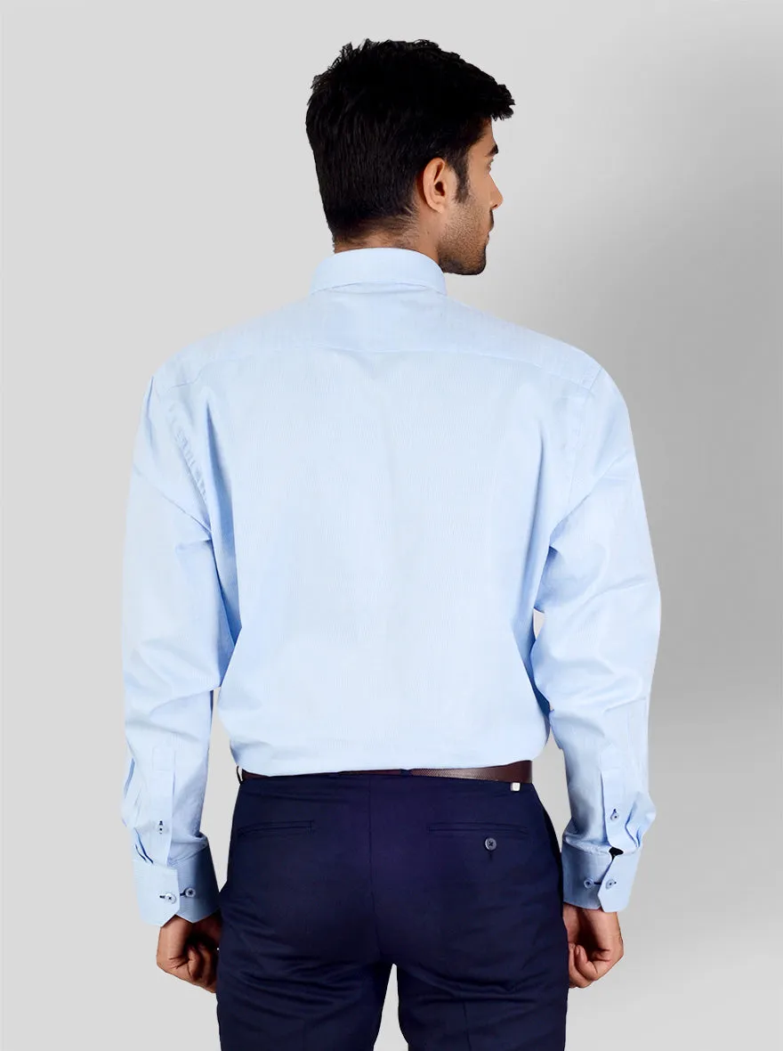 Sky Blue Dobby Regular Fit Formal Shirt | JadeBlue