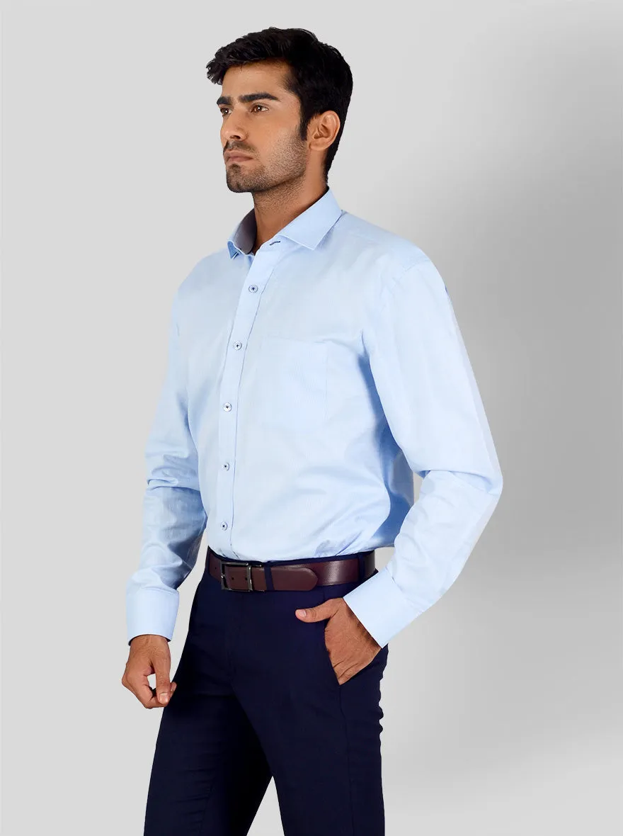 Sky Blue Dobby Regular Fit Formal Shirt | JadeBlue