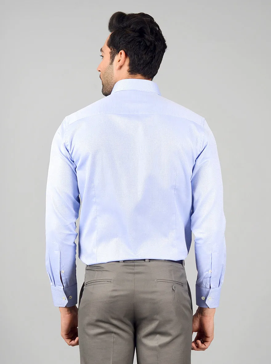 Sky Blue Self Textured Slim Fit Formal Shirt | JadeBlue