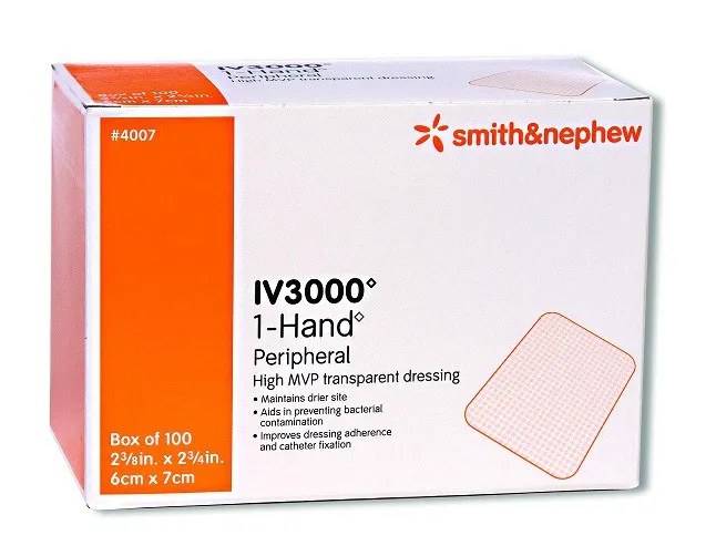 Smith & Nephew 66004011 Iv3000 1 Hand Moisture Responsive Cannula Fixation Dressing 5cm x 6cm