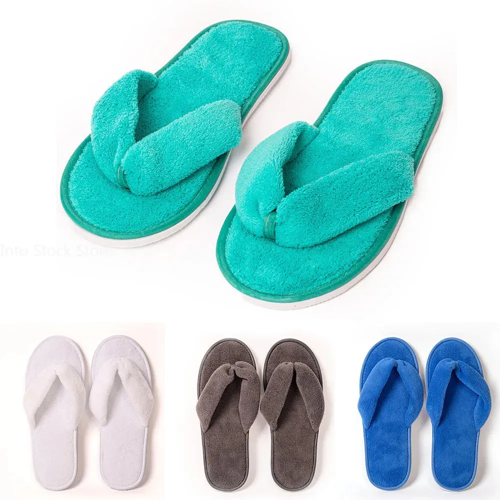 Soft Winter Hotel Slippers Men Women Travel Disposable Cotton Flip-Flops Home Hospitality Soft SPA Guest Slides