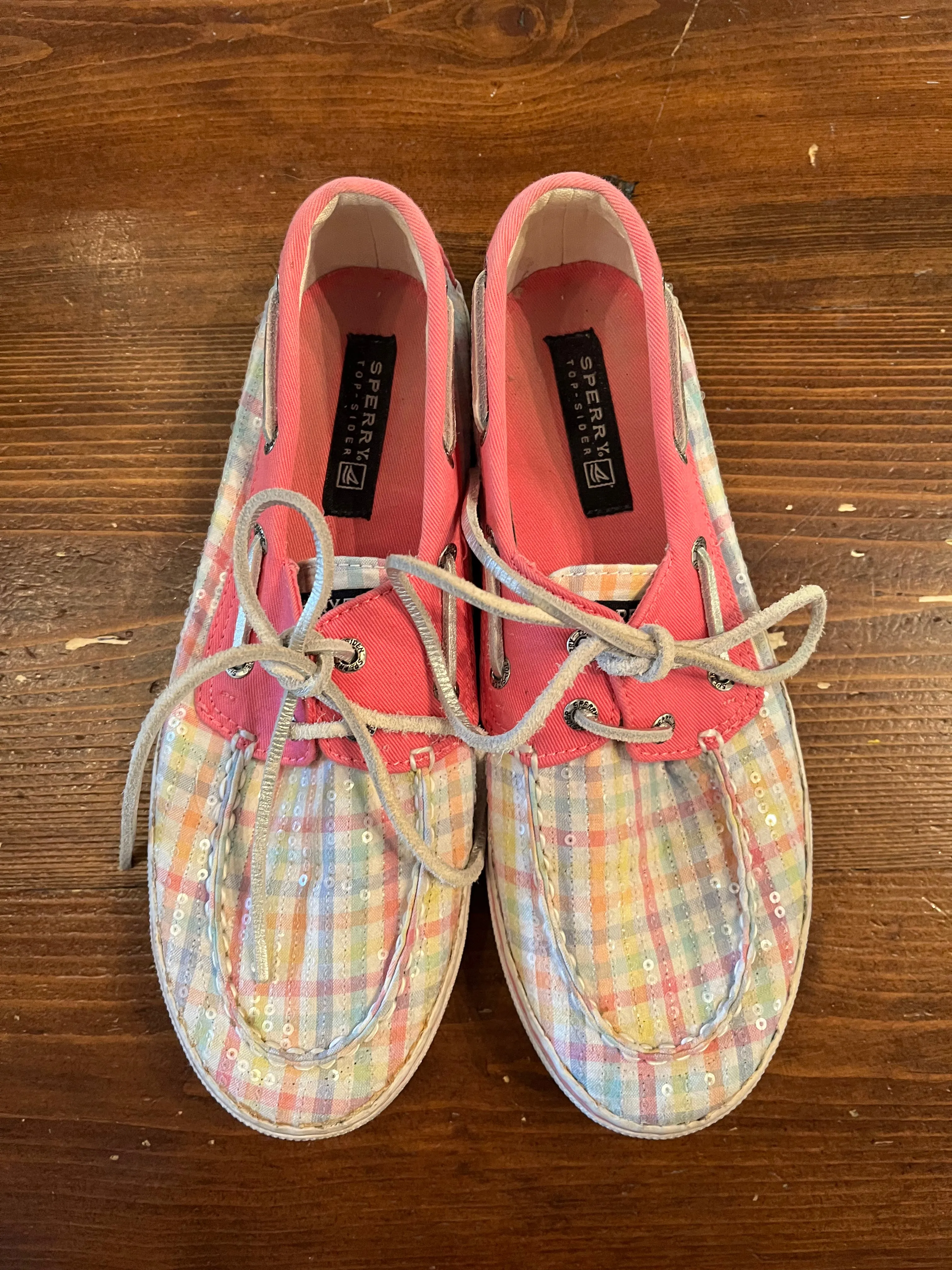 Sperry Sequin & Plaid Top Sider Boat Shoes (Size 5)