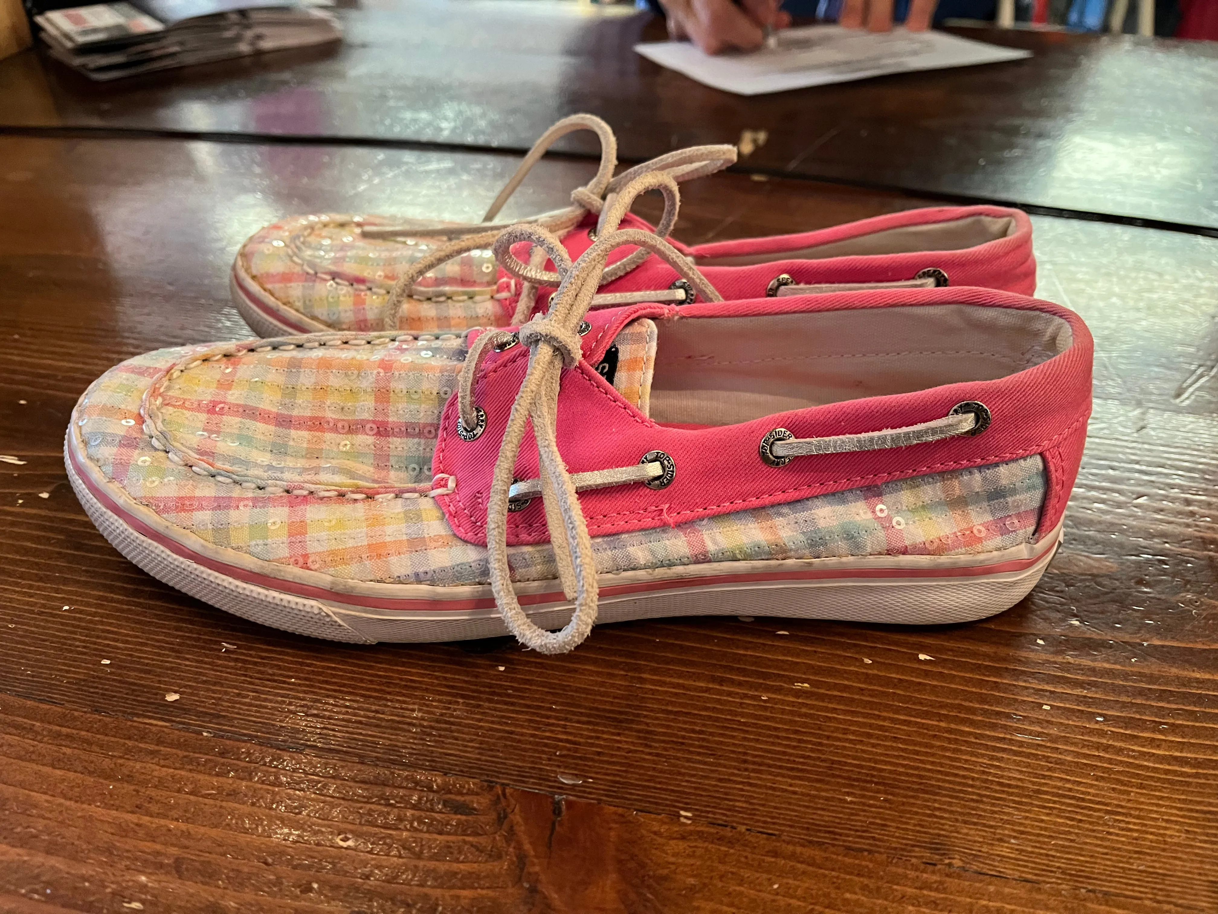 Sperry Sequin & Plaid Top Sider Boat Shoes (Size 5)