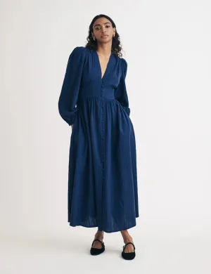 Starlight Long Sleeve Midaxi Dress Navy