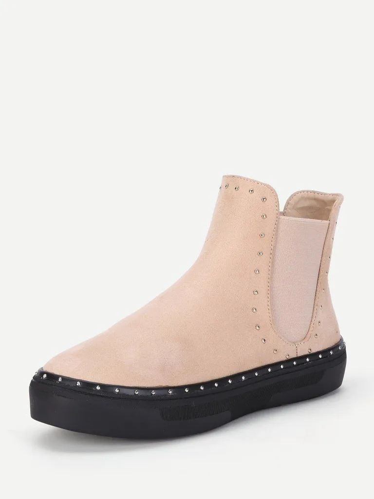 Studded Detail Flatform Chelsea Boots