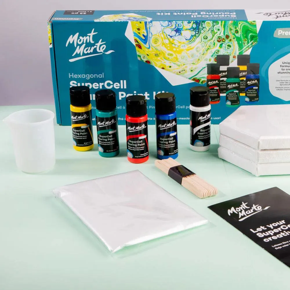 SuperCell Pouring Paint Kit Premium 23pc - Mont Marte