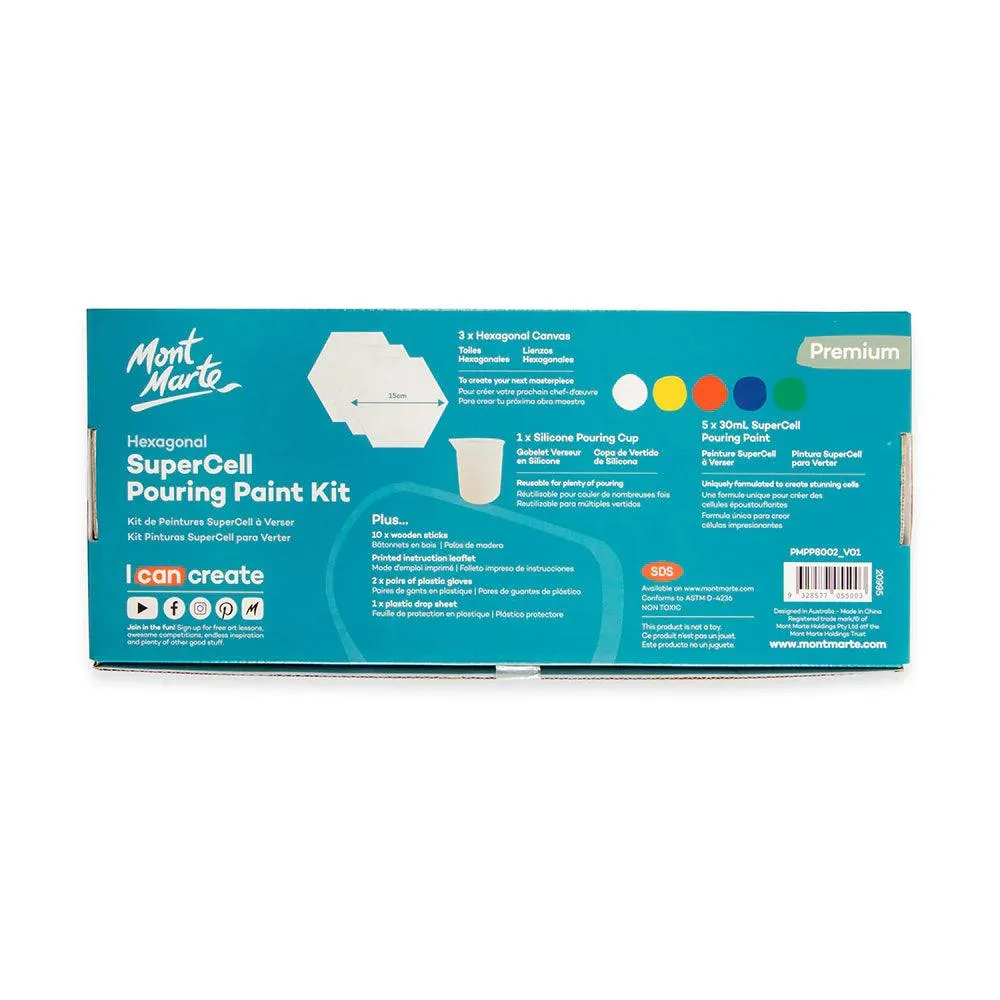 SuperCell Pouring Paint Kit Premium 23pc - Mont Marte