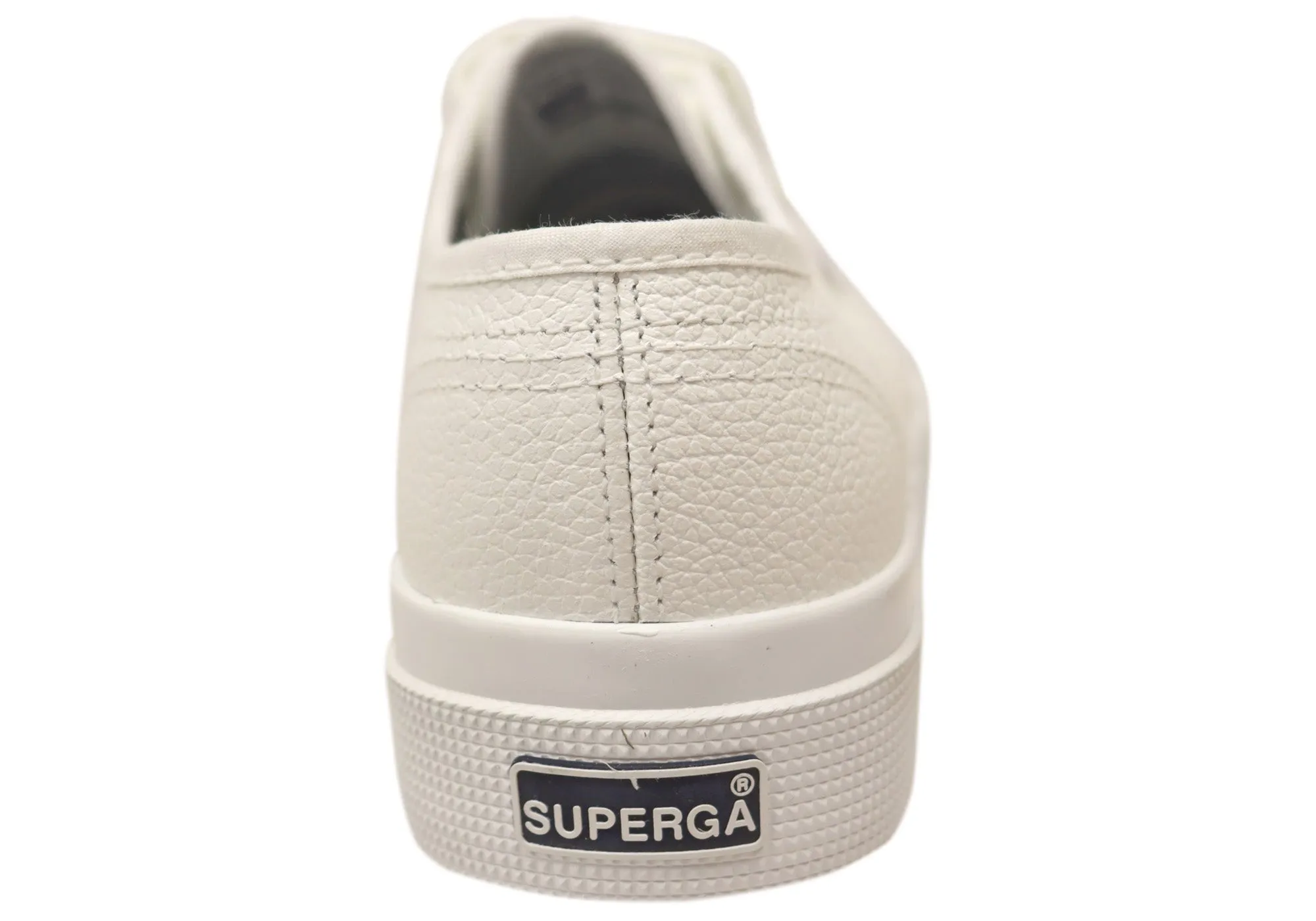 Superga Womens 2740 Platform Tumbled Leather Lace Up Shoes