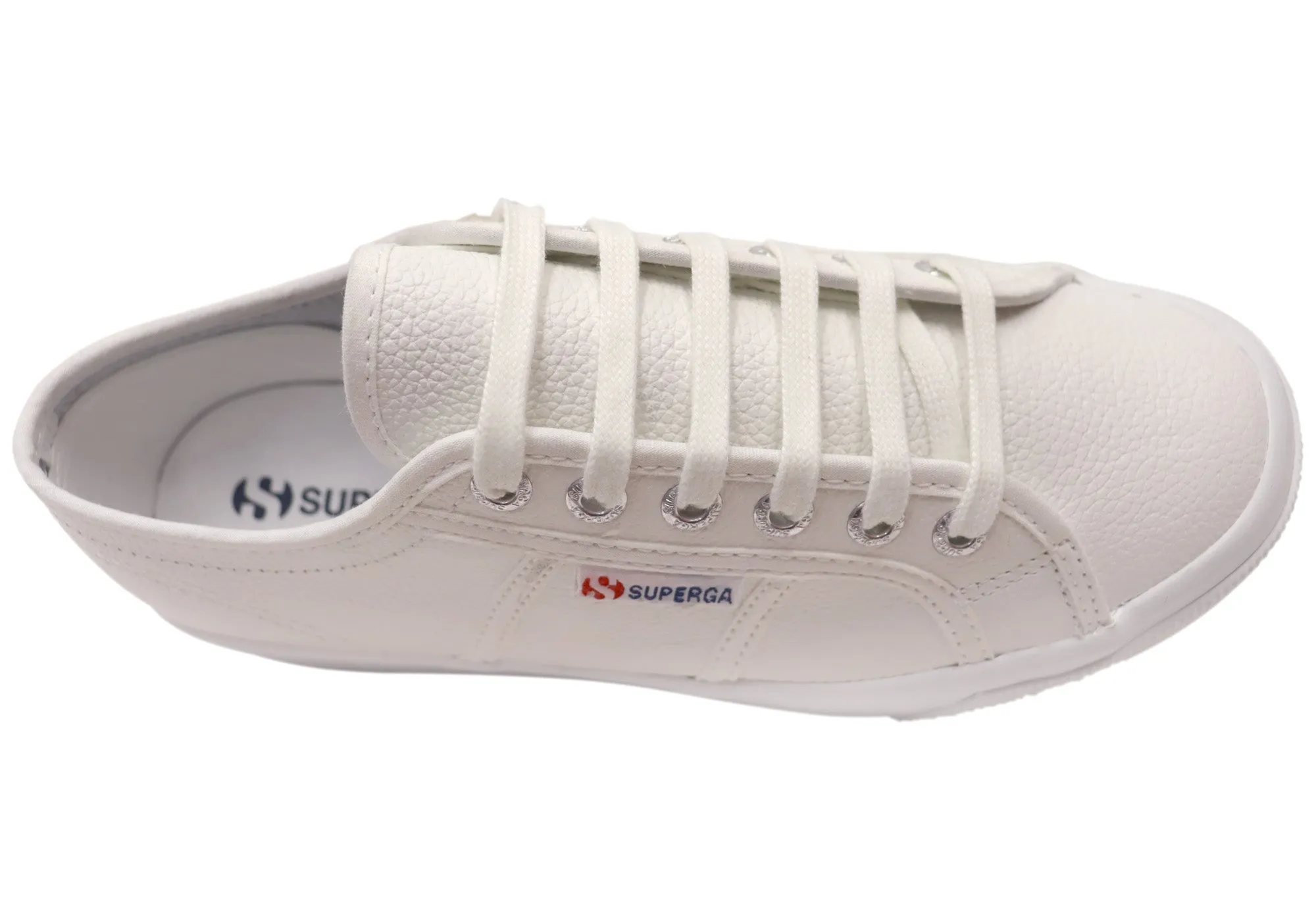 Superga Womens 2790 Tumbled Leather Platform Lace Up Shoes