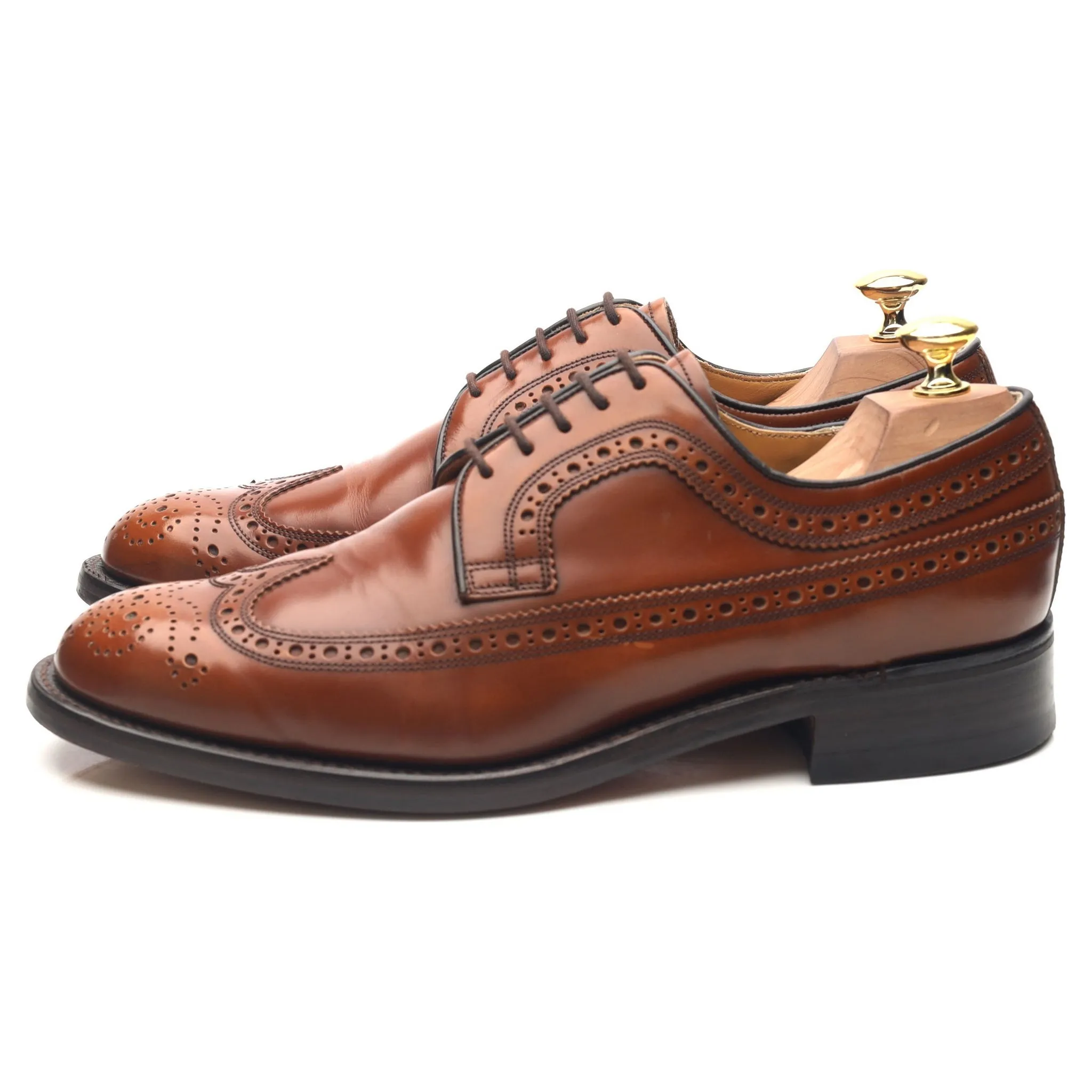 Tan Brown Leather Derby Brogues UK 8 F