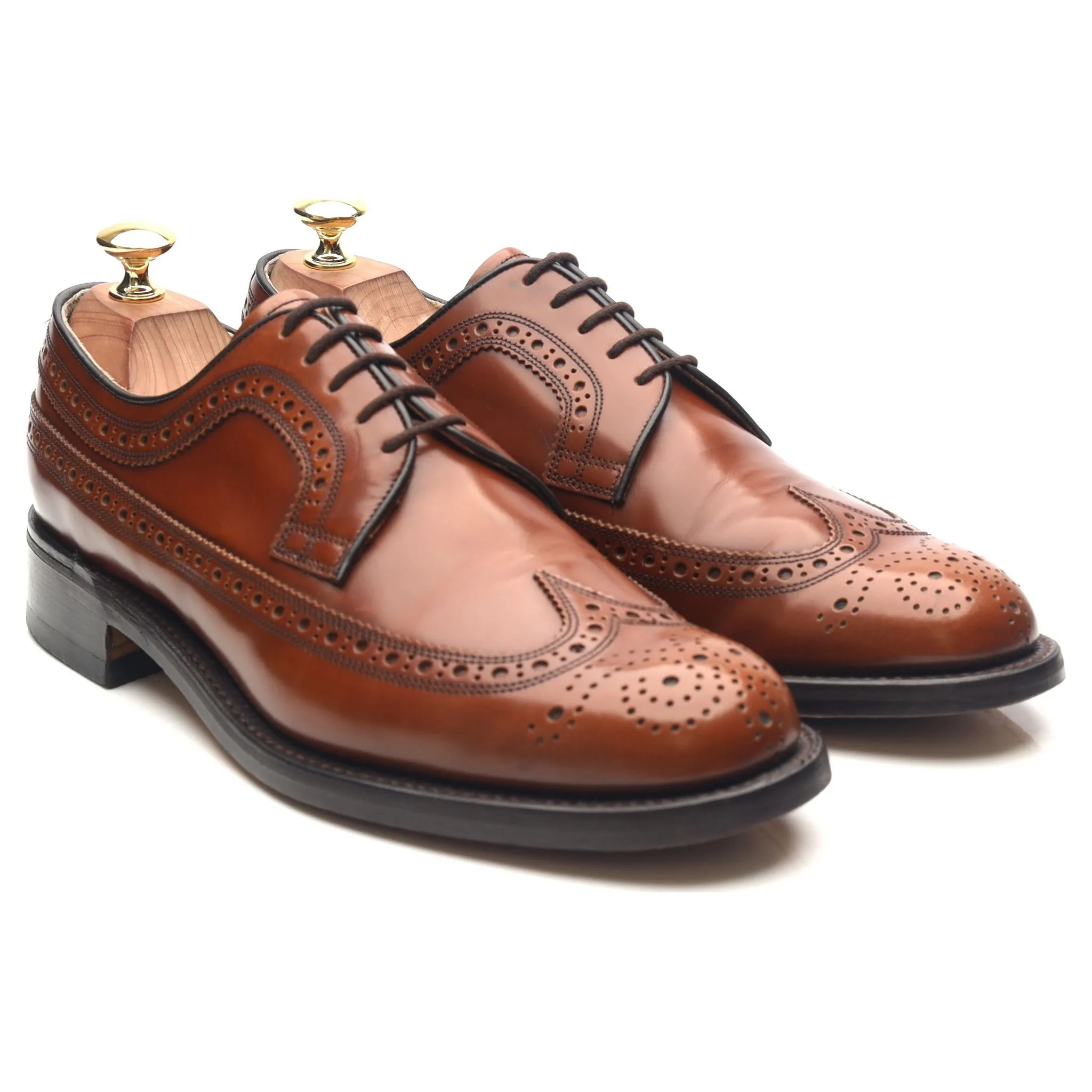 Tan Brown Leather Derby Brogues UK 8 F