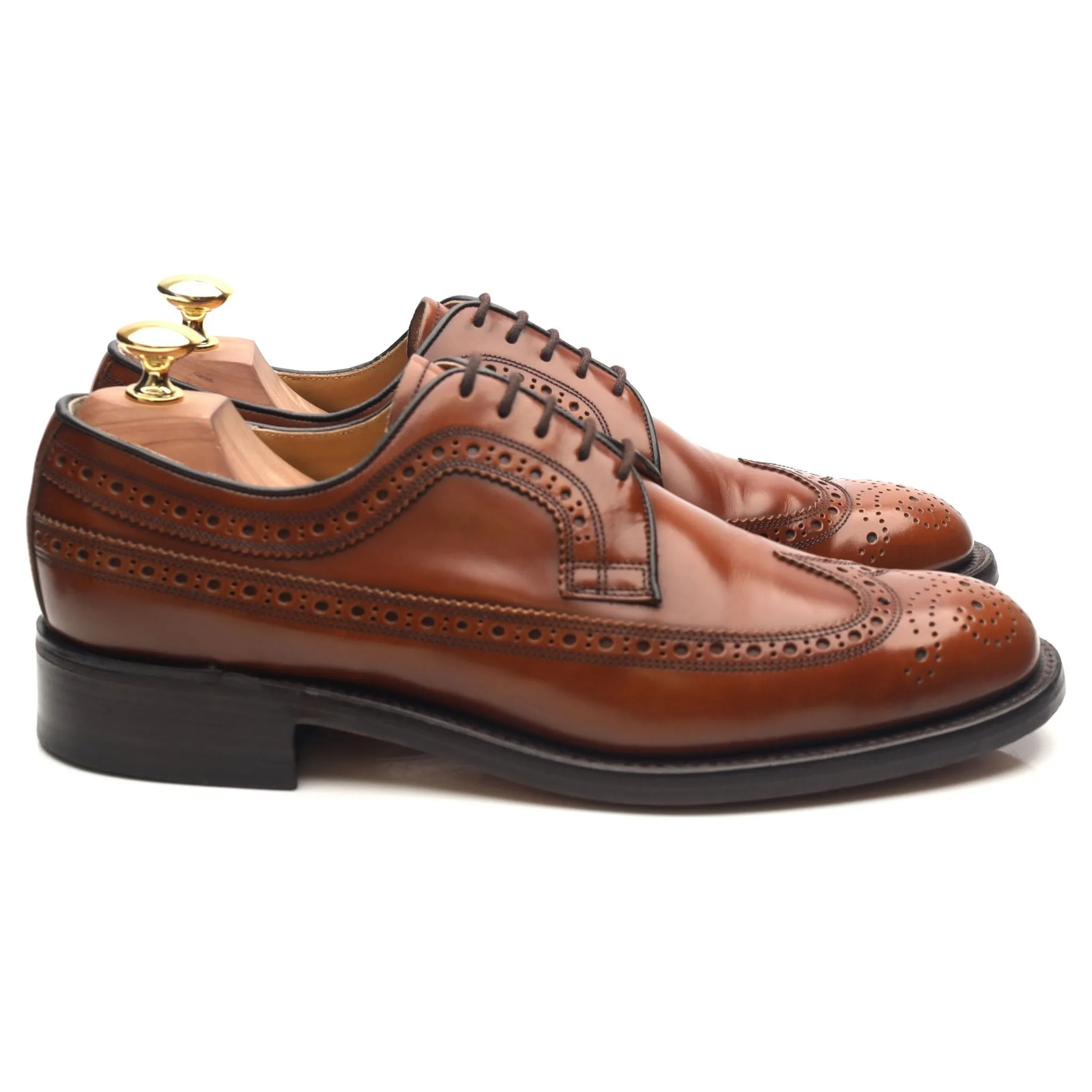 Tan Brown Leather Derby Brogues UK 8 F