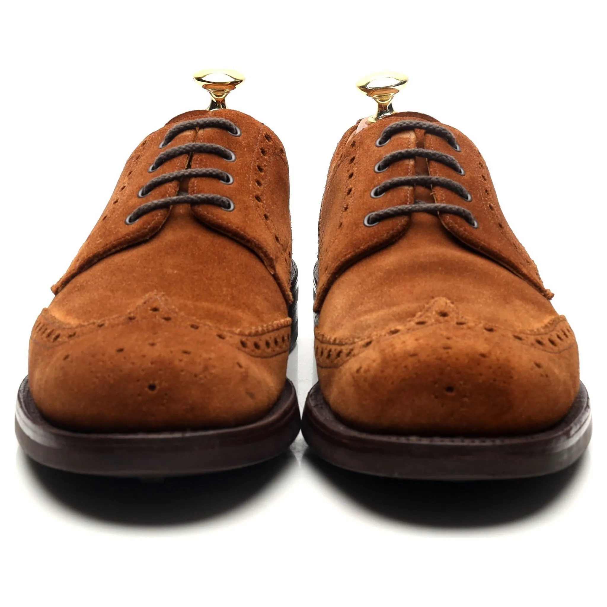 Tan Brown Suede Derby Brogues UK 7.5 F