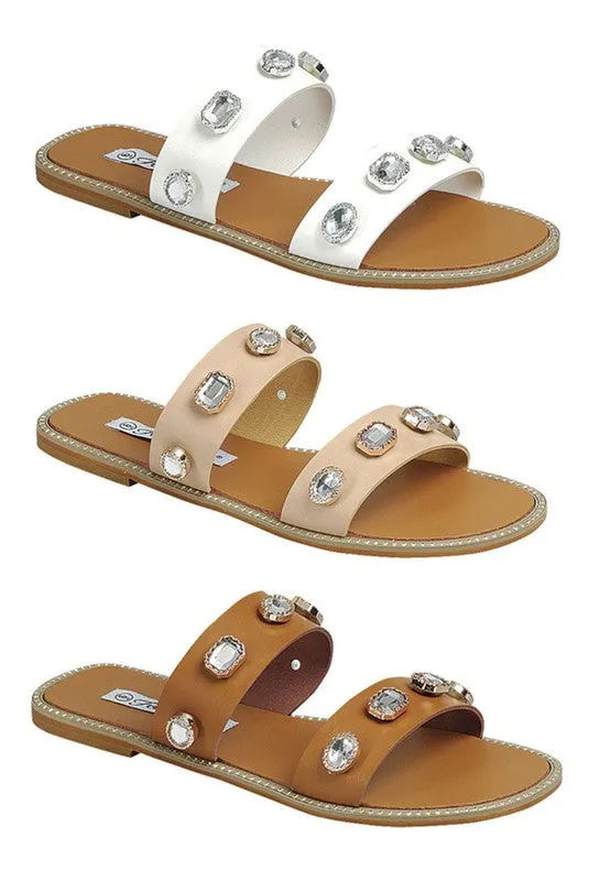 Tan Open Toe Casual Slide Sandals