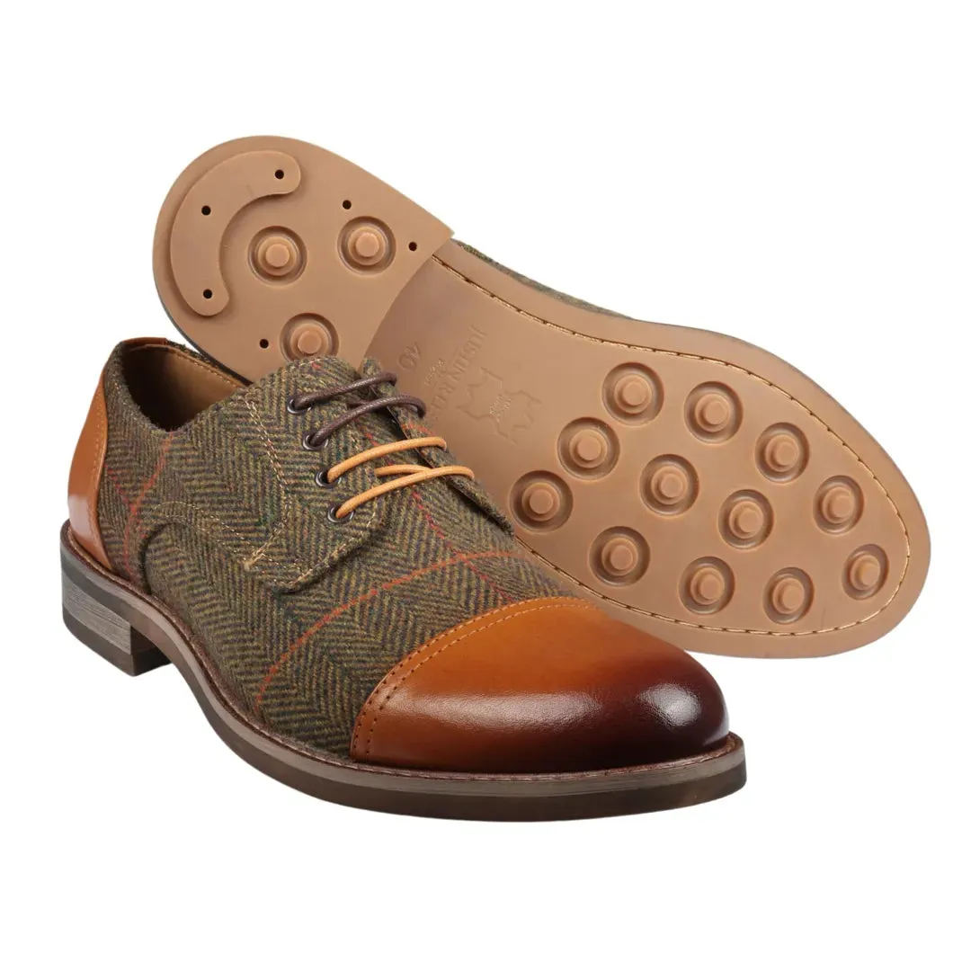 Theon - Men's Leather Tweed Oxford Shoes