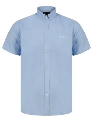 Tiberius Short Sleeve Oxford Cotton Shirt in Light Blue  - Tokyo Laundry