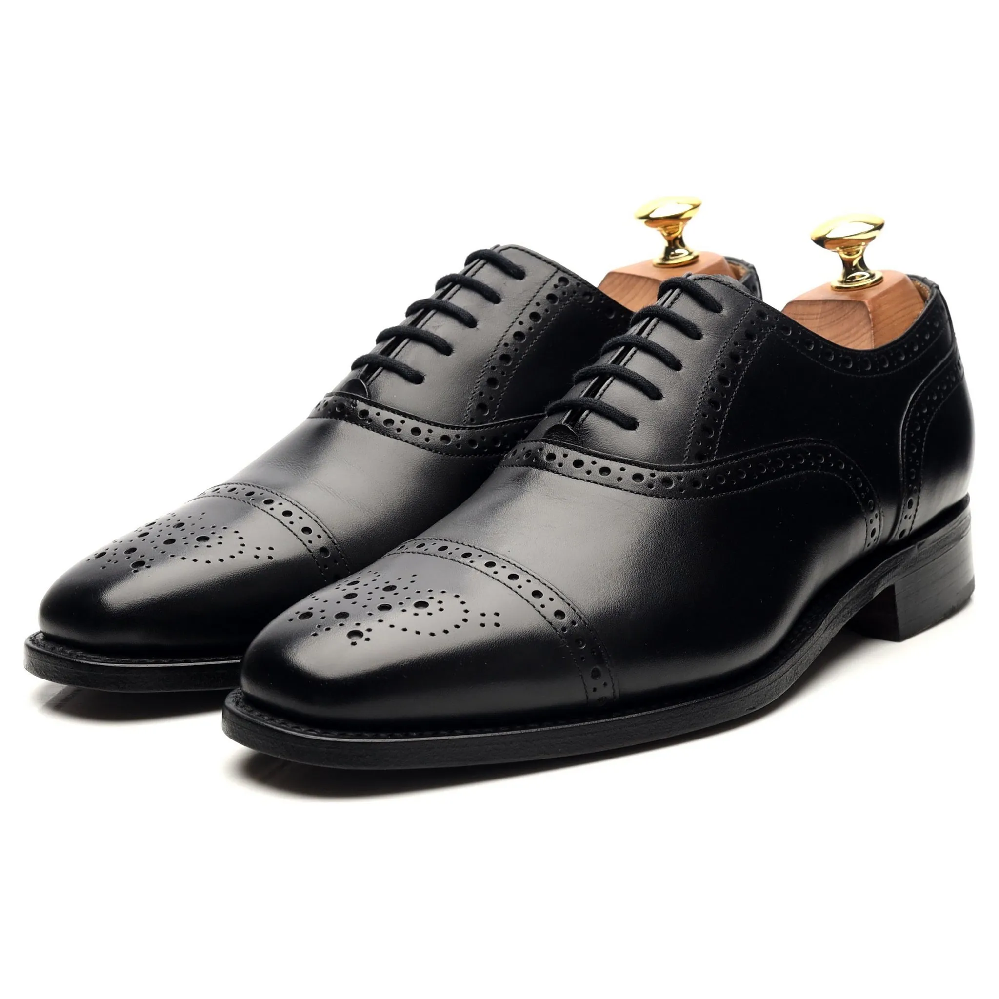 'Tiverton' Black Leather Oxford Semi Brogues UK 6 FX