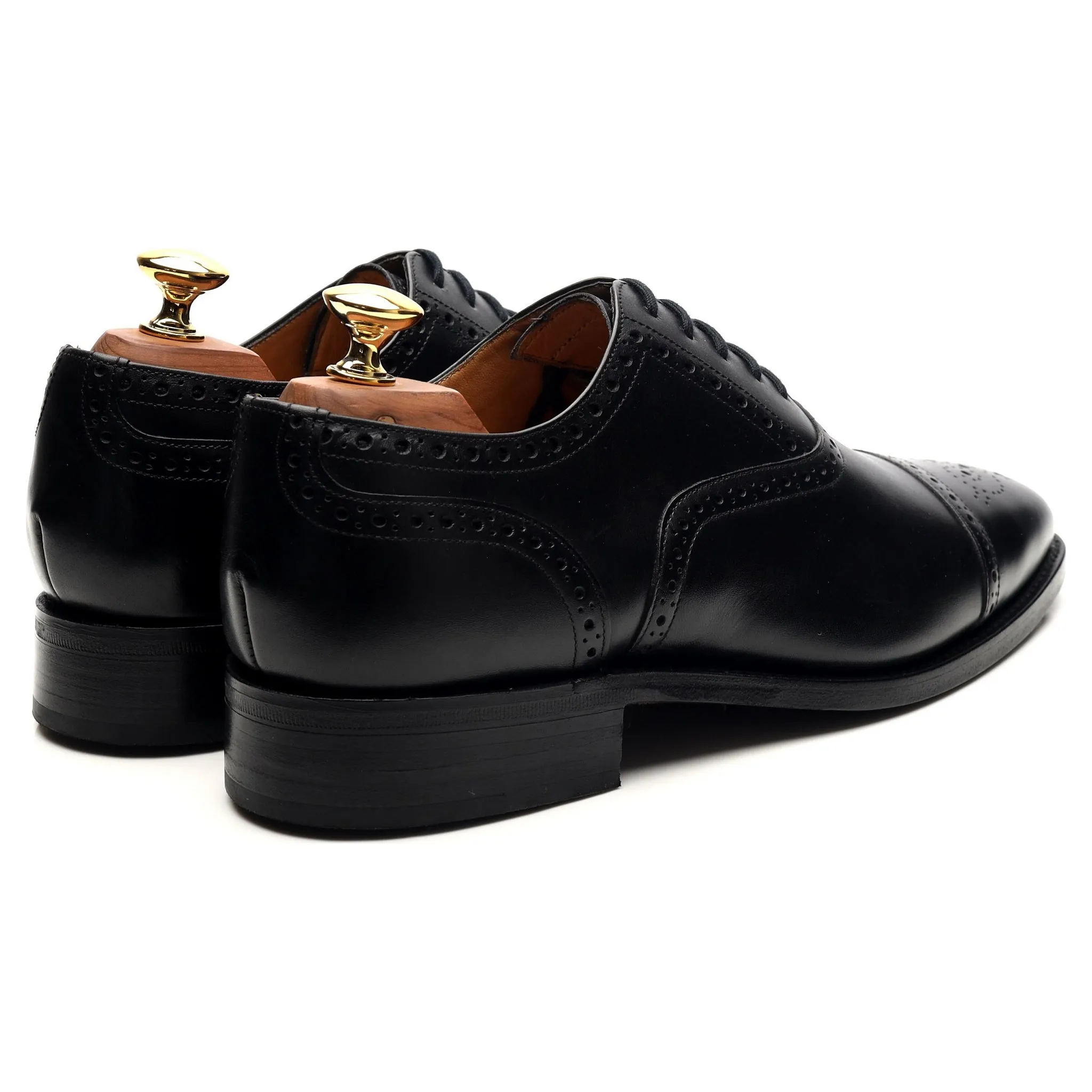 'Tiverton' Black Leather Oxford Semi Brogues UK 6 FX