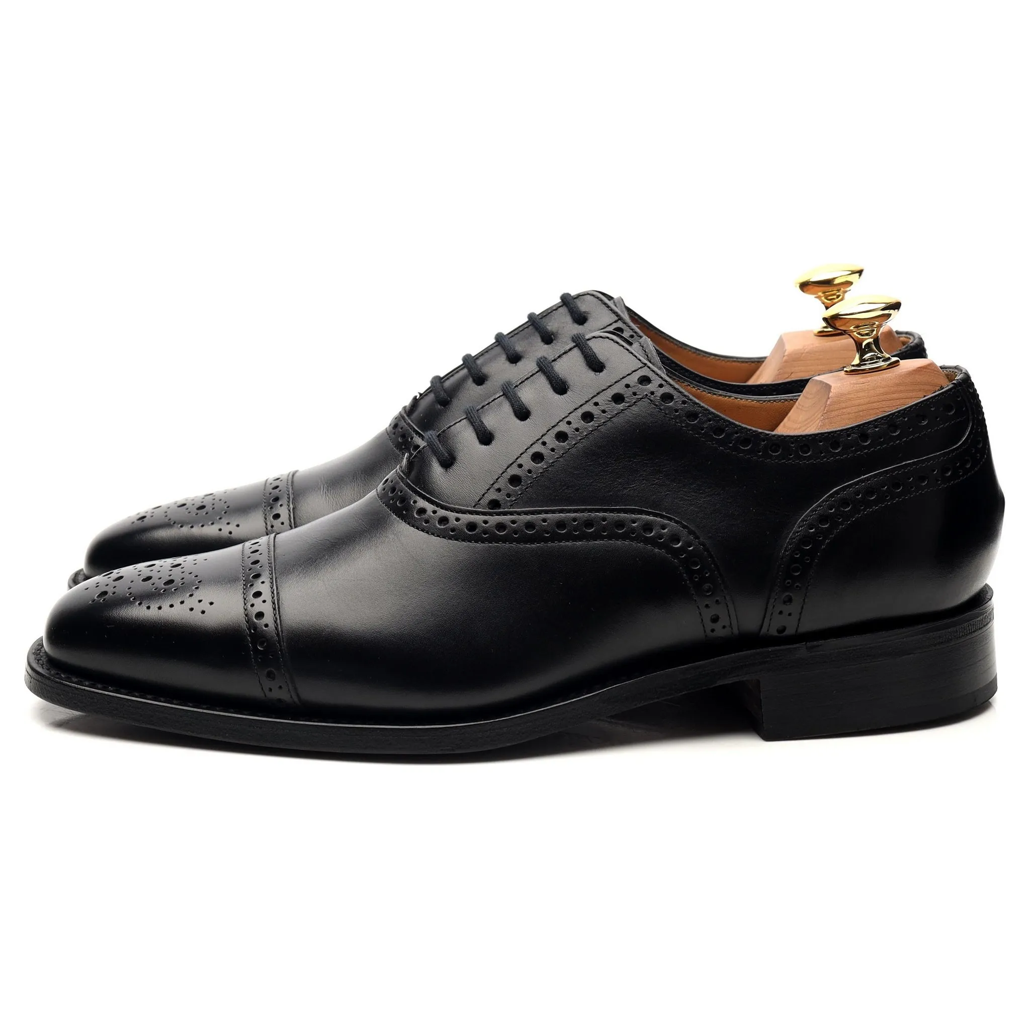 'Tiverton' Black Leather Oxford Semi Brogues UK 6 FX