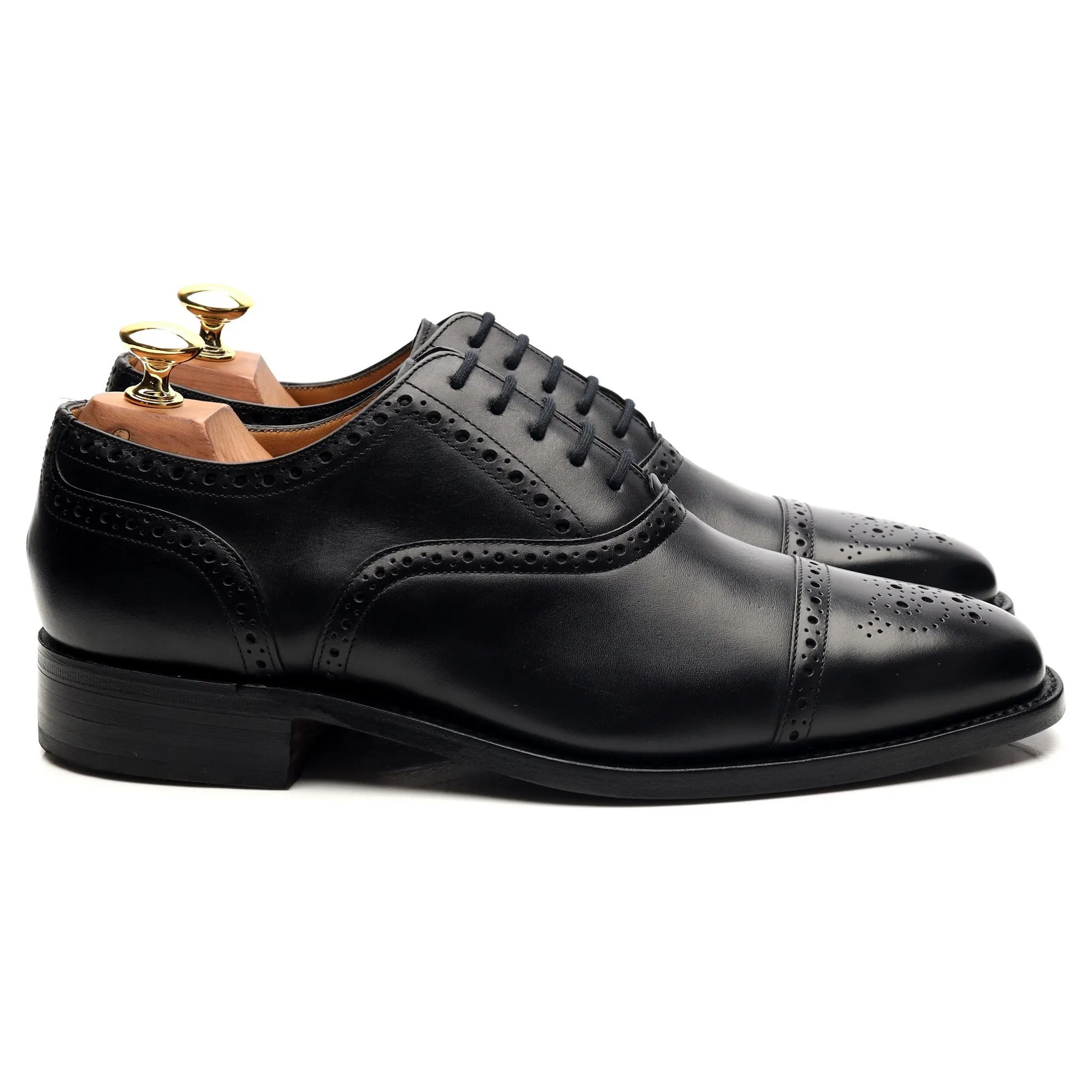 'Tiverton' Black Leather Oxford Semi Brogues UK 6 FX