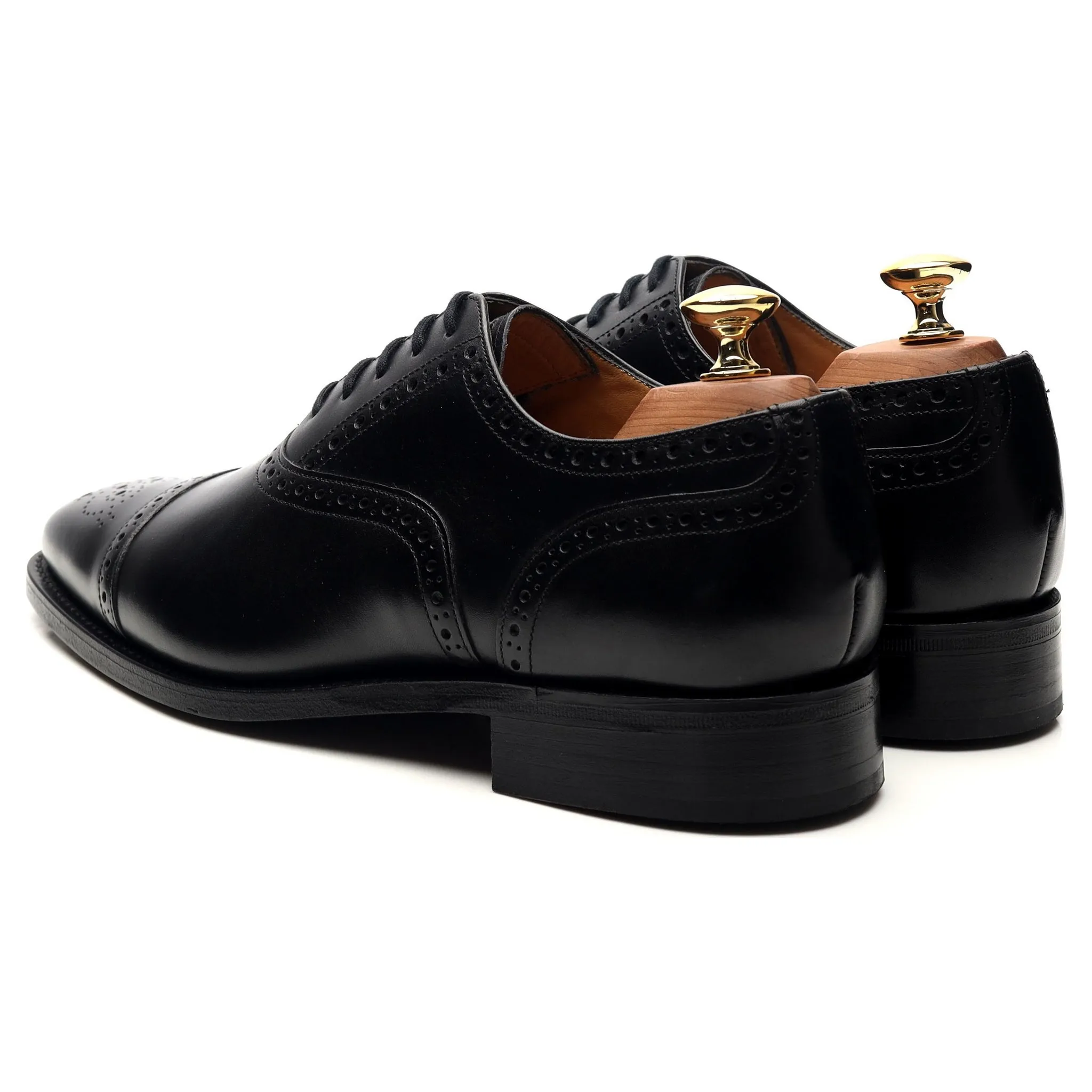 'Tiverton' Black Leather Oxford Semi Brogues UK 6 FX