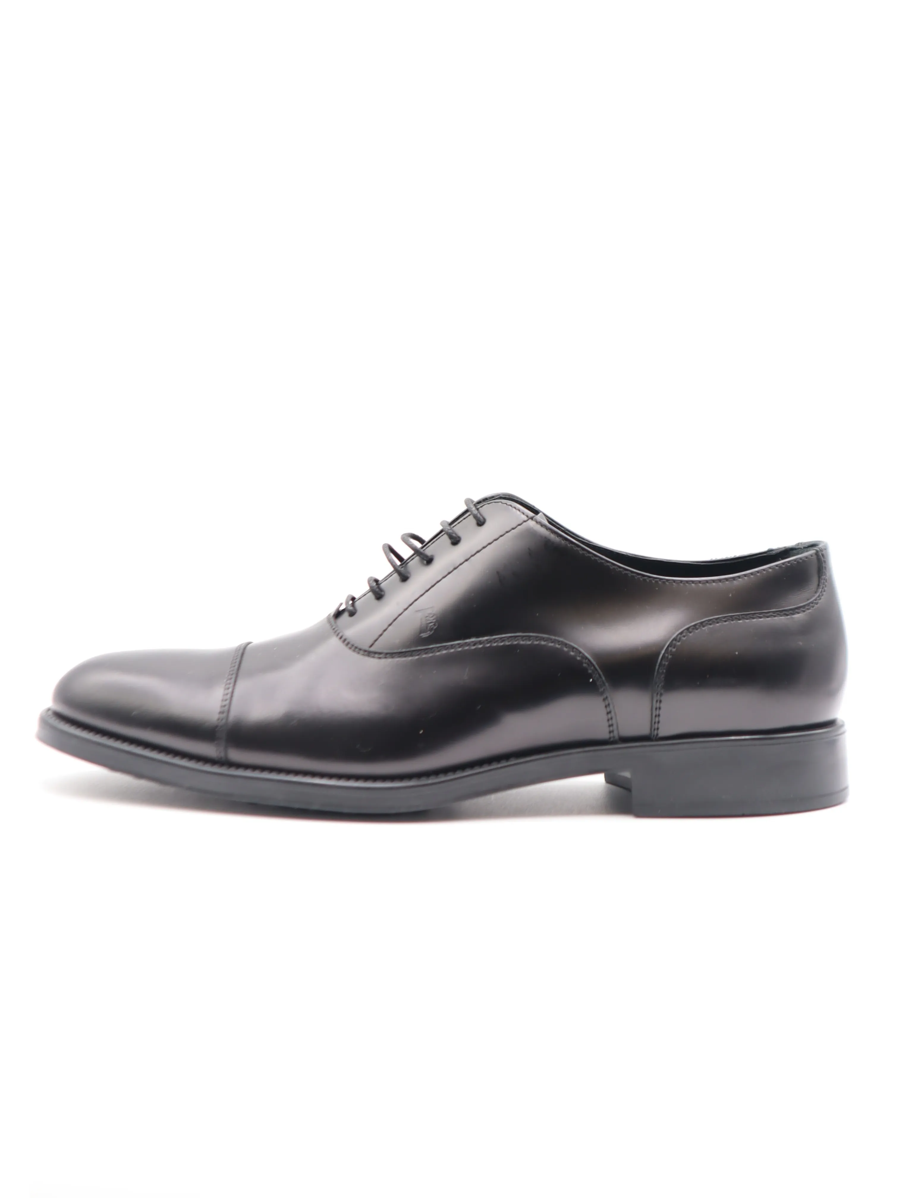 Tods Mens Shiny Black Leather Lace Up Dress Shoe