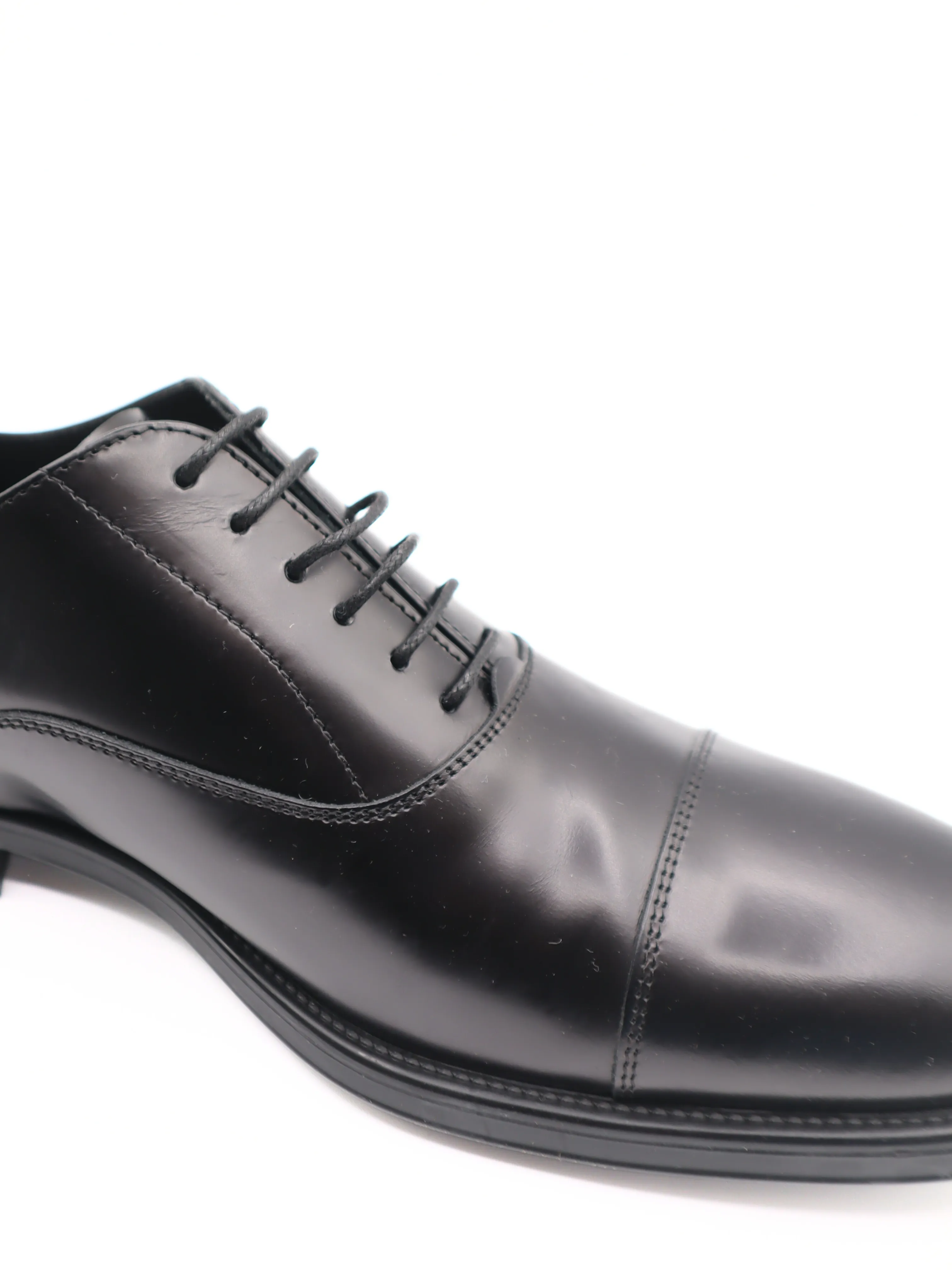 Tods Mens Shiny Black Leather Lace Up Dress Shoe