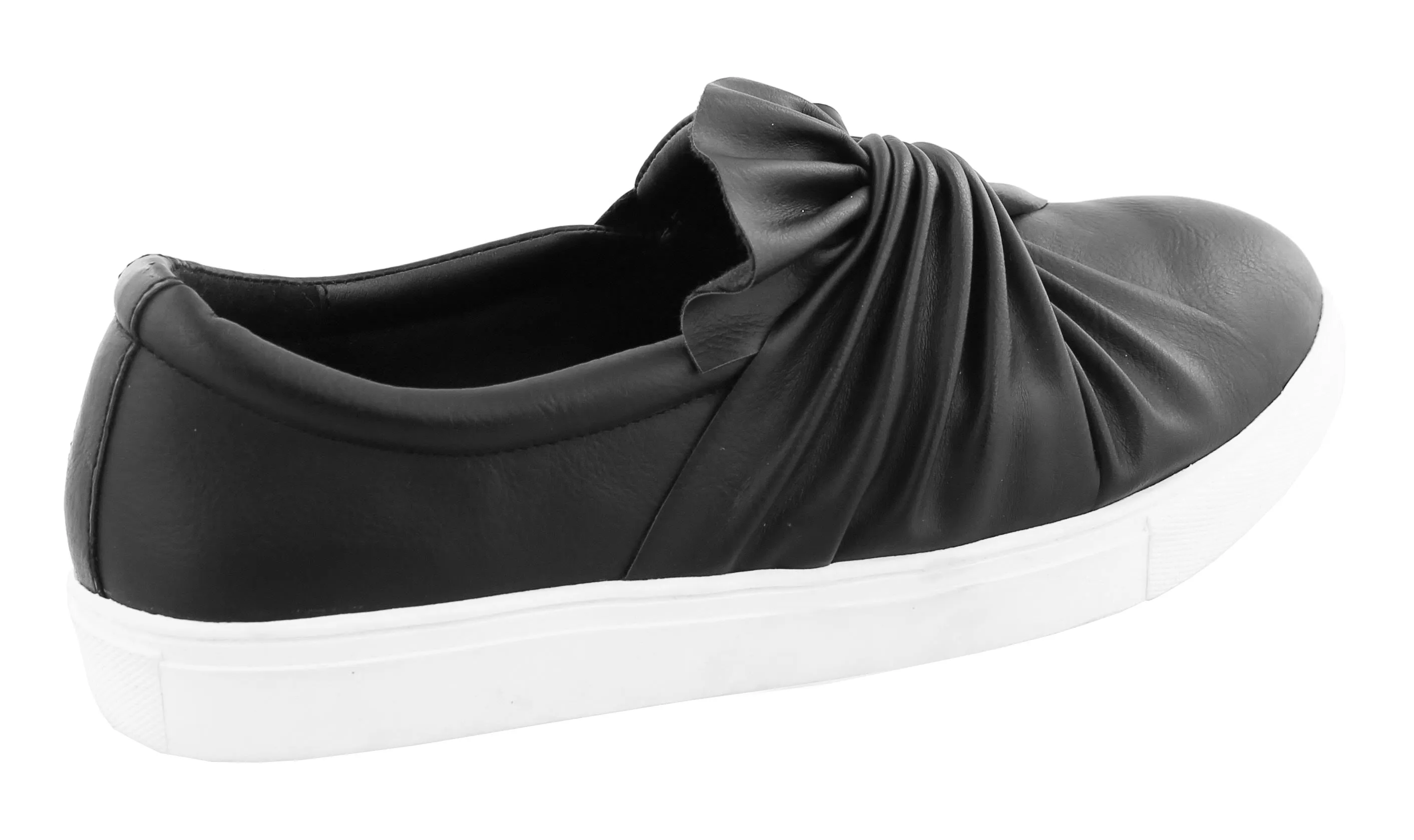 Top Moda Women's Slip On Ruched Knot Flatform Fashion Sneaker