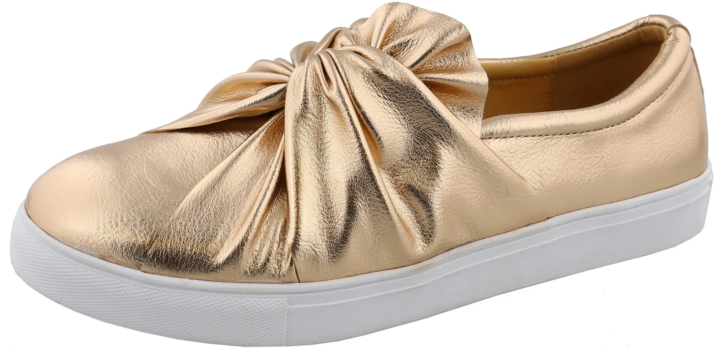 Top Moda Women's Slip On Ruched Knot Flatform Fashion Sneaker