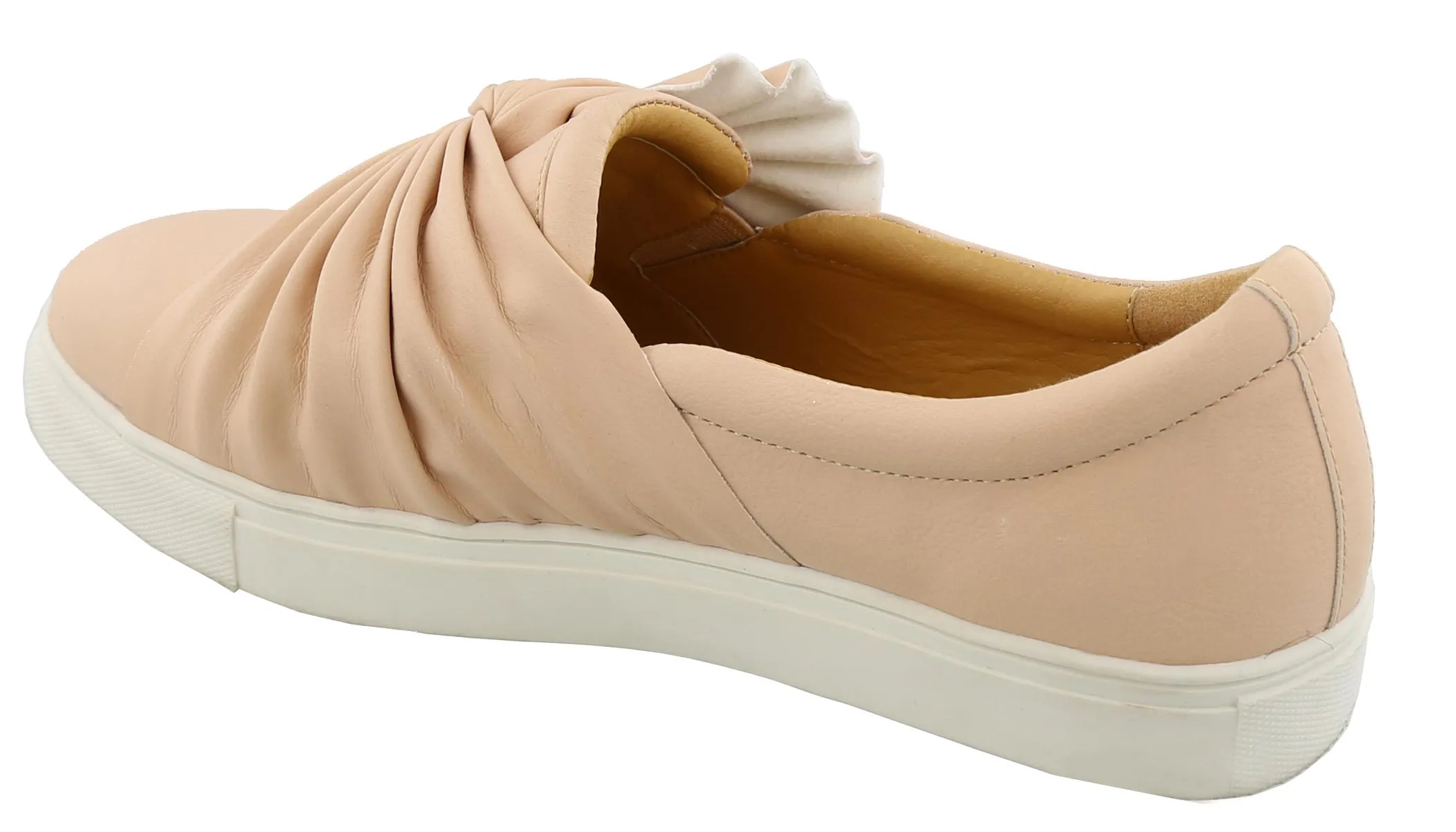 Top Moda Women's Slip On Ruched Knot Flatform Fashion Sneaker