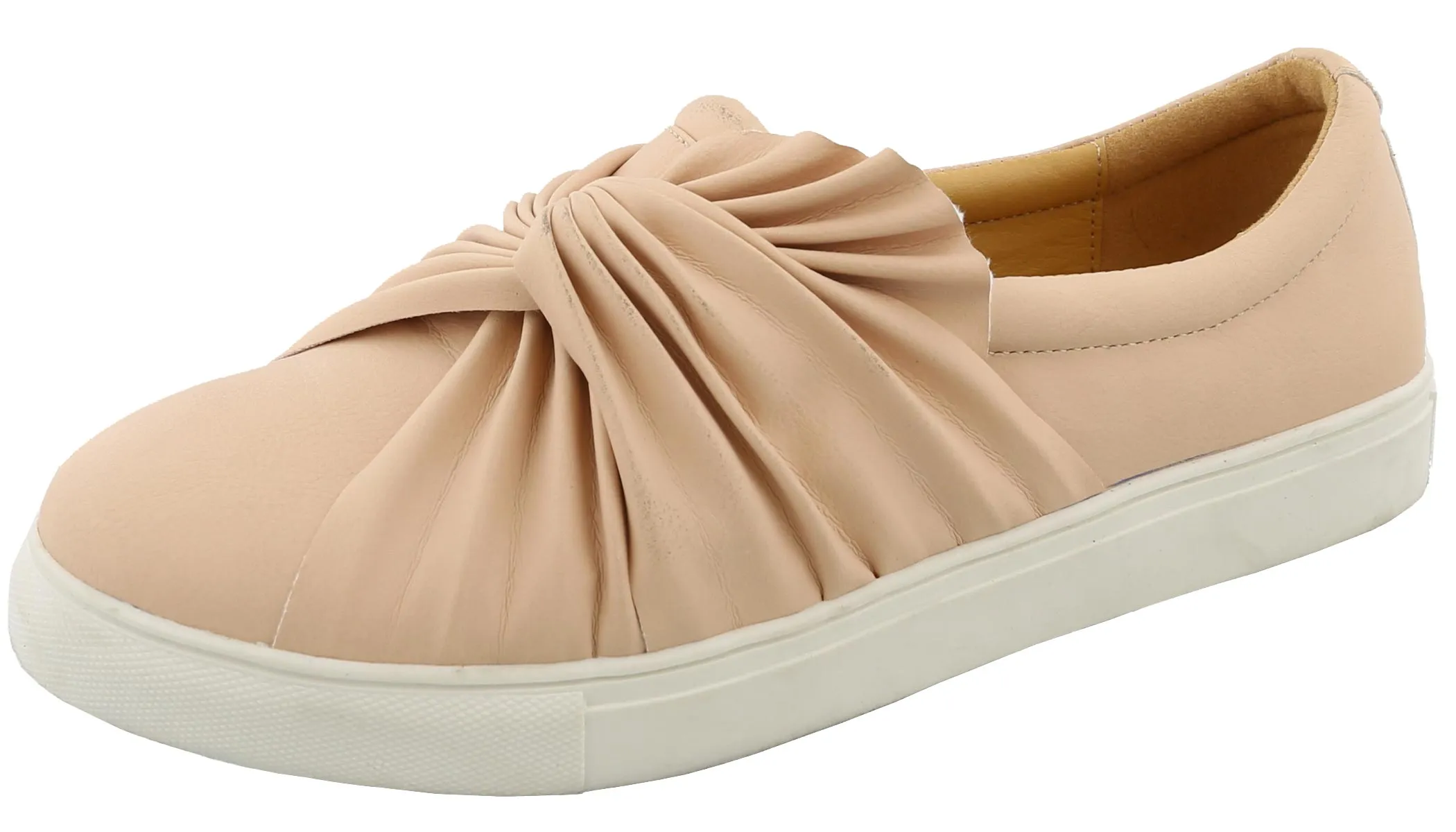 Top Moda Women's Slip On Ruched Knot Flatform Fashion Sneaker