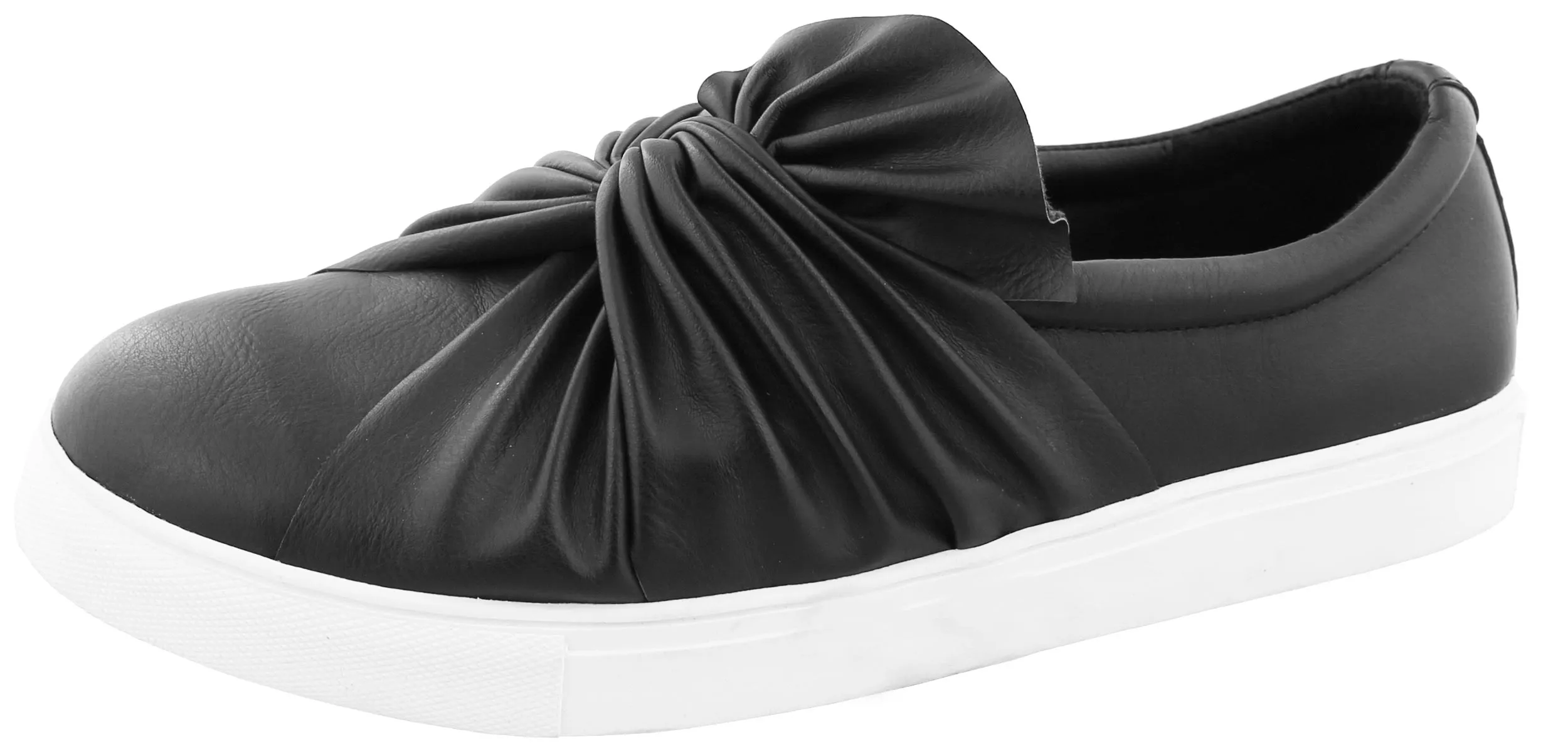 Top Moda Women's Slip On Ruched Knot Flatform Fashion Sneaker