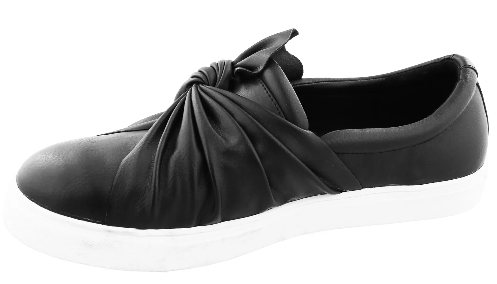 Top Moda Women's Slip On Ruched Knot Flatform Fashion Sneaker