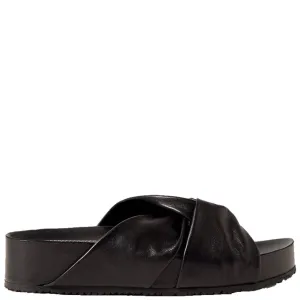 Twisted Flatform Sandal, Black