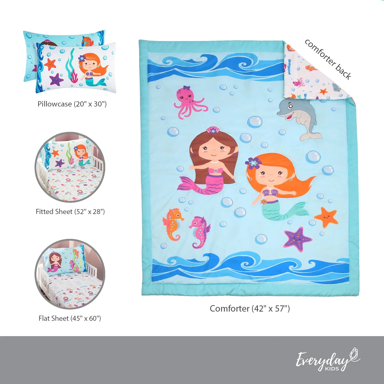 Undersea Mermaids Adventure 4-Piece Toddler Bedding Set