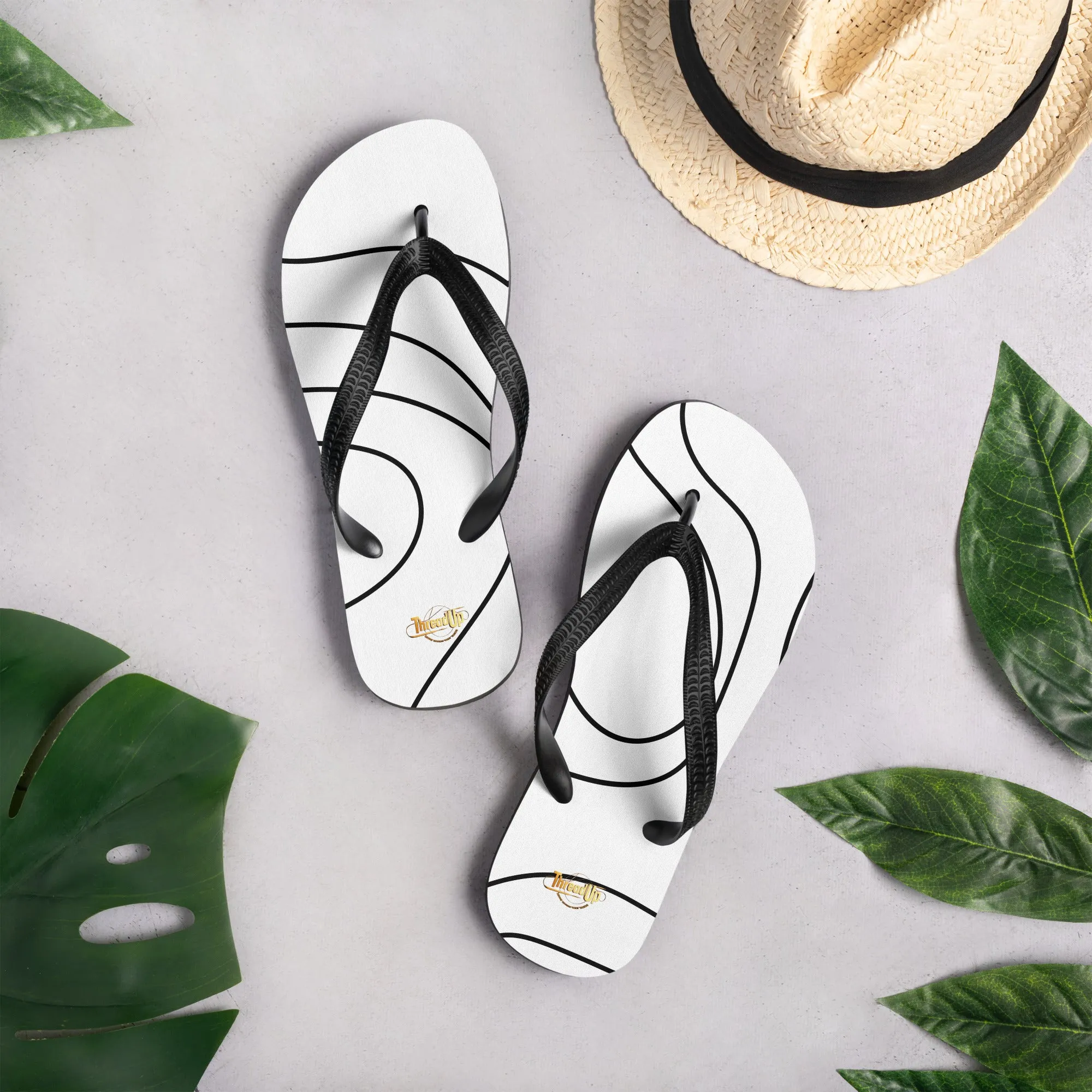 Unisex Flip-Flops - Black Doodle