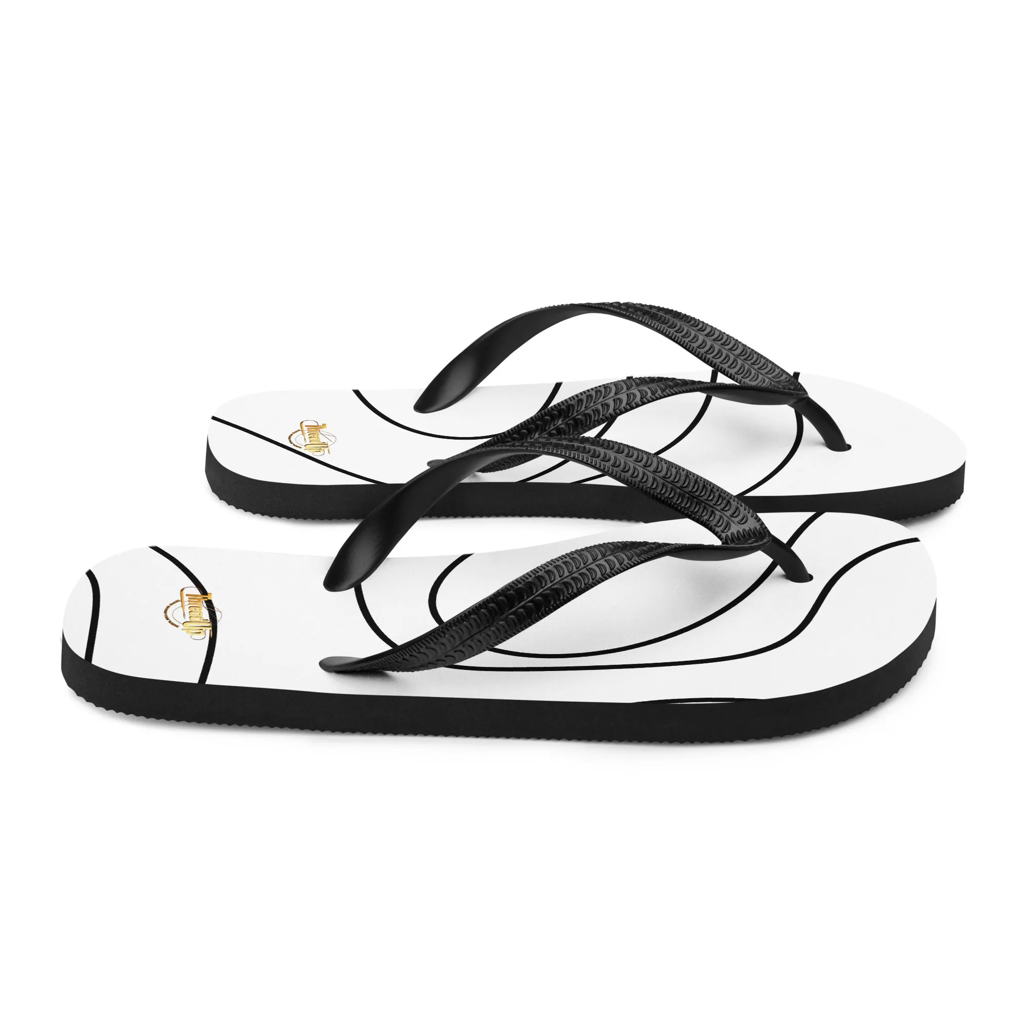 Unisex Flip-Flops - Black Doodle